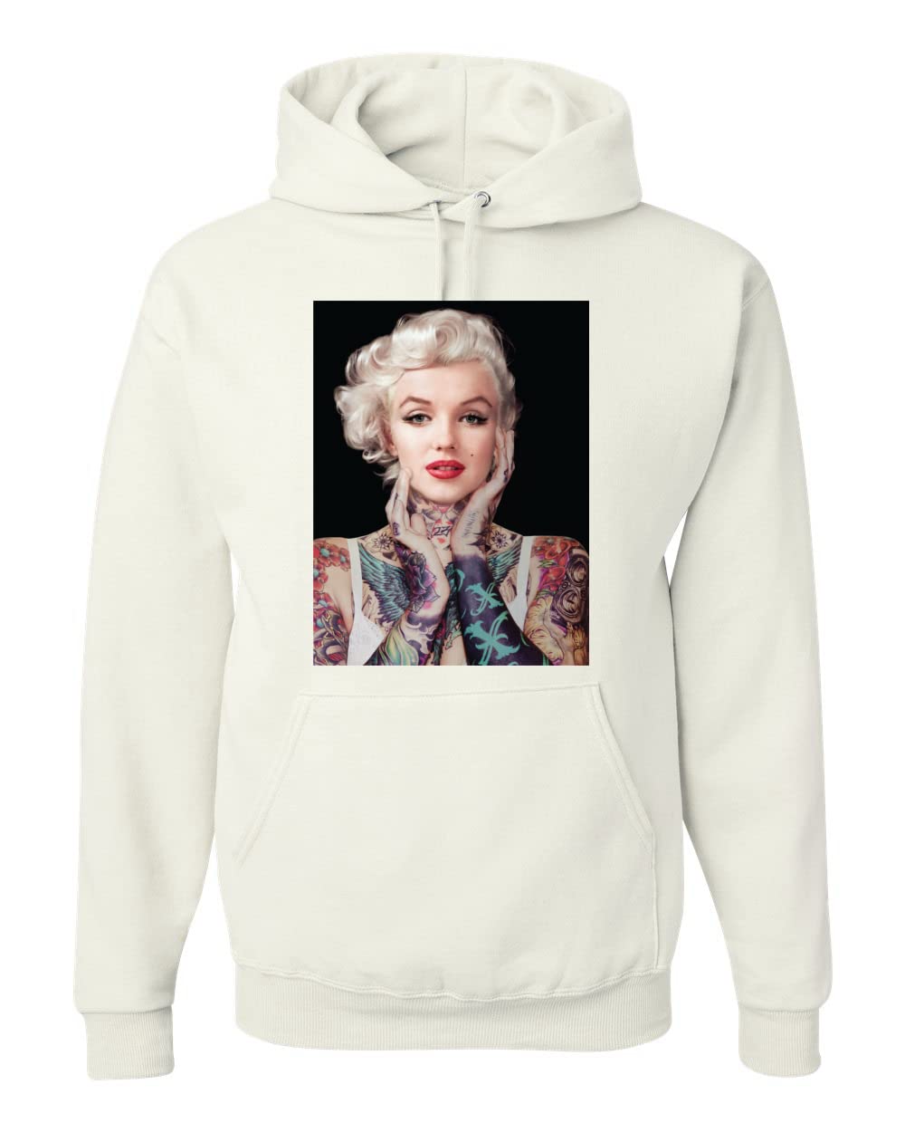 Wild Bobby Marilyn Tattoos Black Pop Culture Unisex Graphic Hoodie Sweatshirt | Vintage Rock Style Pullover for Men & Women | Perfect for Concerts, Streetwear & Casual Outfits