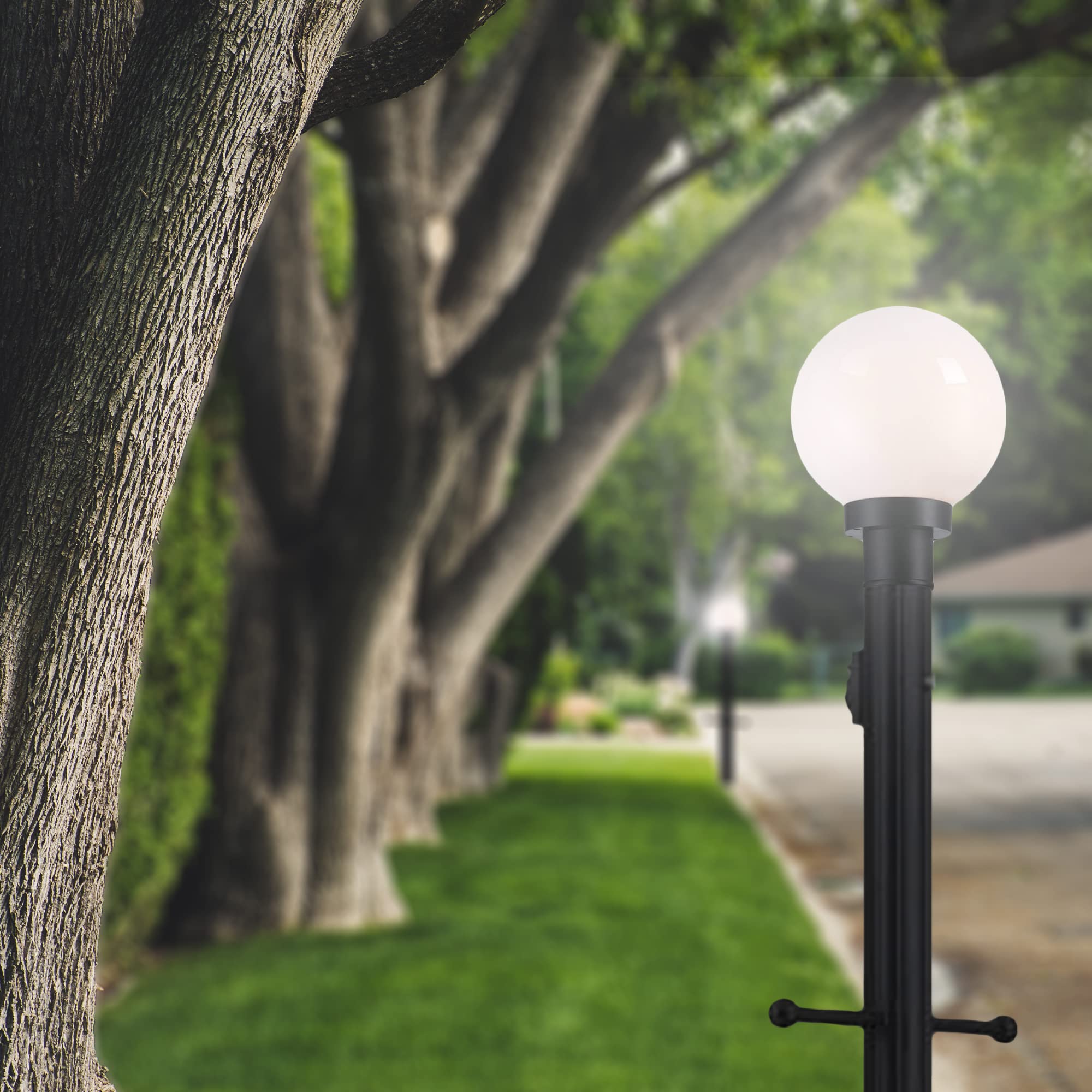 Ciata 84-Inch Black Aluminum Outdoor Lamp Post with Dusk to Dawn Sensor & Crossarm - Weatherproof Garden Lighting for Patio, Yard, and Driveway