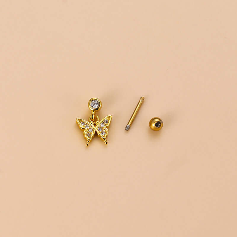 20G Cartilage Surgical Steel Dangle Stud Earrings - Four Leaf Clover Conch Earrings for Women | HSPJ839 | Perfect for Piercing, Daily Wear & Special Occasions