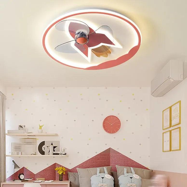 Modern Round Ceiling Fan with LED Light - Quiet & Energy Efficient for Bedroom, Living Room, and Office