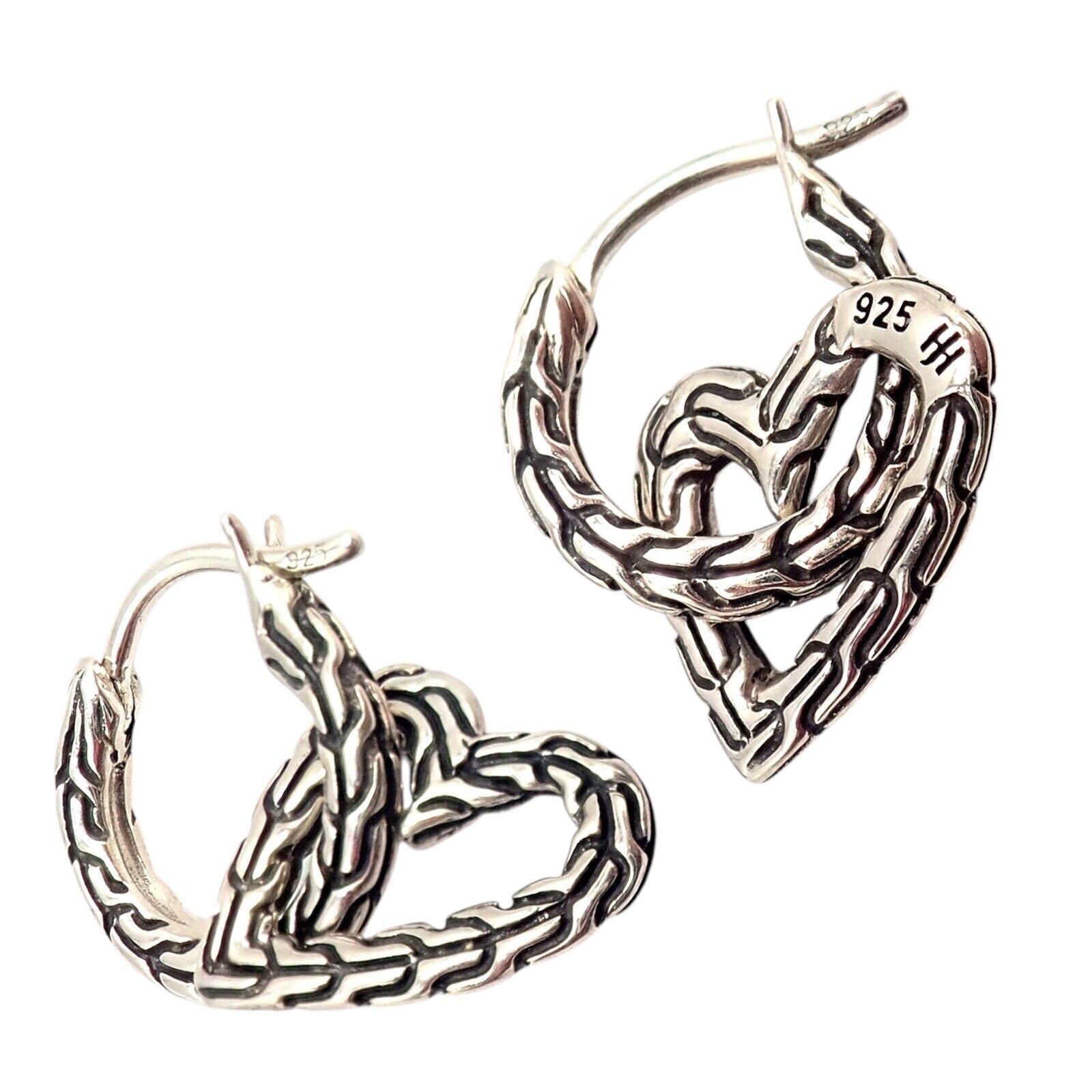 Authentic John Hardy JH Sterling Silver Manah Heart Earrings for Women - Elegant Jewelry Gift for Valentine's Day, Anniversary & Special Occasions