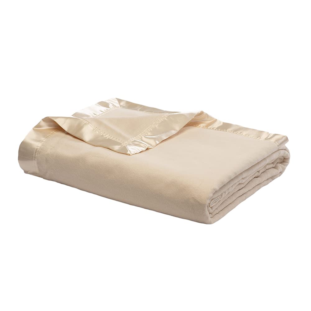 Cariloha Bamboo-Viscose Fleece Blanket - Ultra Soft King Size Blanket with Satin Trim for Bed & Couch - Eco-Friendly Coconut Milk Color - Perfect for Cozy Nights, Lounging & Gift Giving