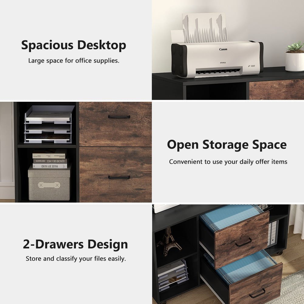 2 Drawer File Cabinet - Large Mobile Letter Size Filing Cabinet with Locking Wheels for Office, Home, or School Organization and Document Storage