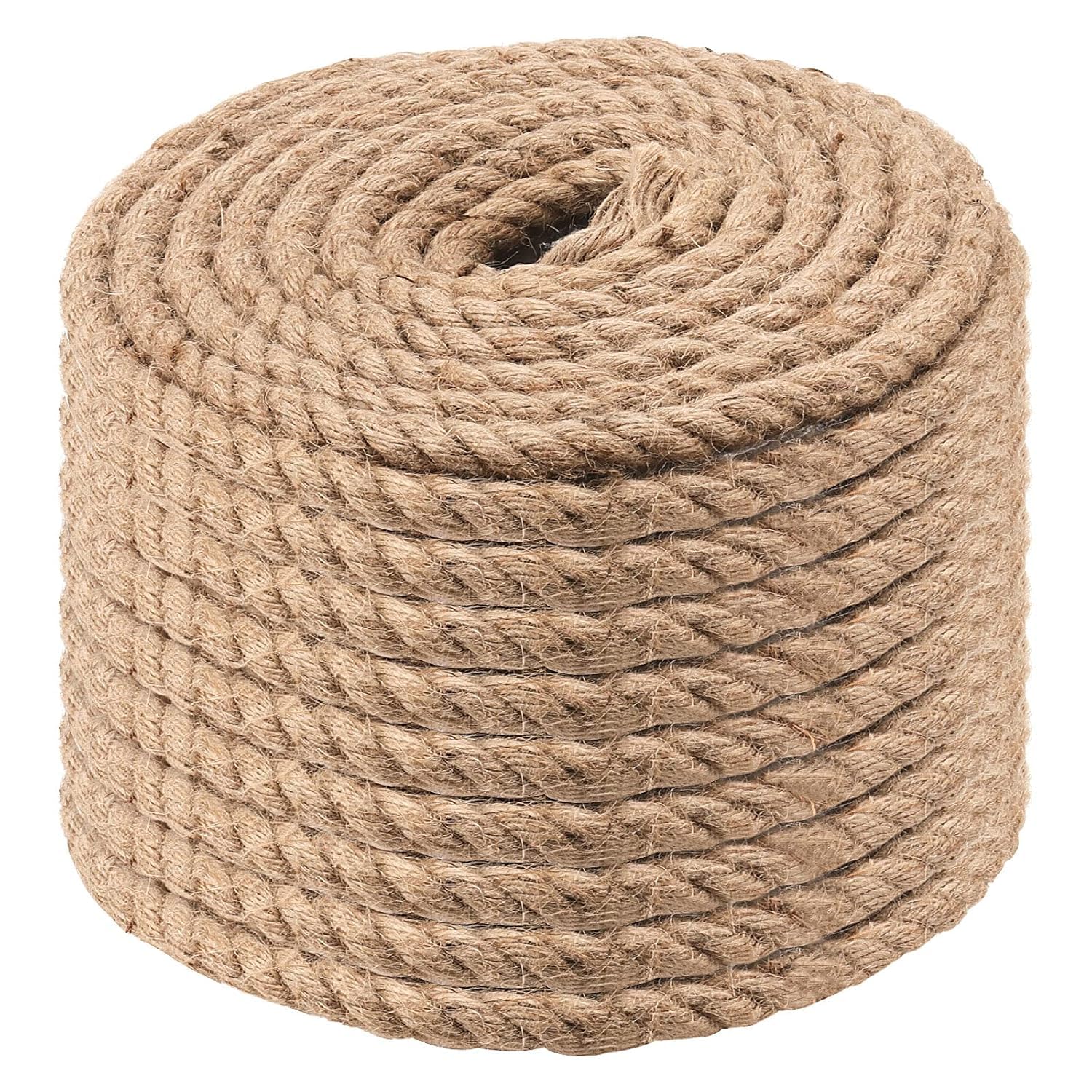 10mm Heavy-Duty Natural Jute Rope - 10ft Strong Hemp Cord for DIY Crafts, Hammocks, Climbing Gym, Dock Railings, Chair Repair & Garden Decor | Indoor/Outdoor Use for Home, Camping & Marine Applications