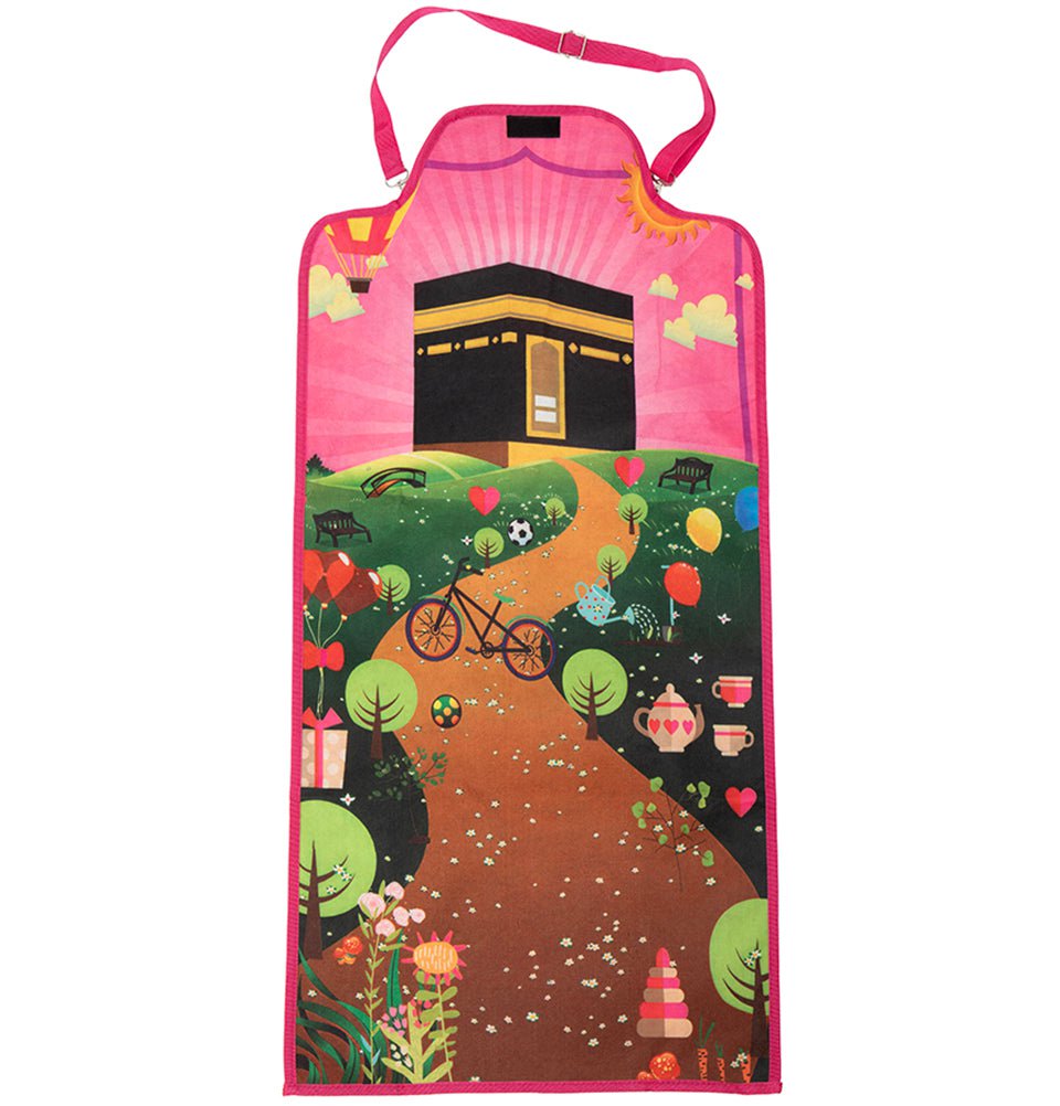 Islamic Prayer Mat for Kids - Pink Travel Crossover Bag | Portable & Lightweight for School, Mosque, and Outdoor Prayers