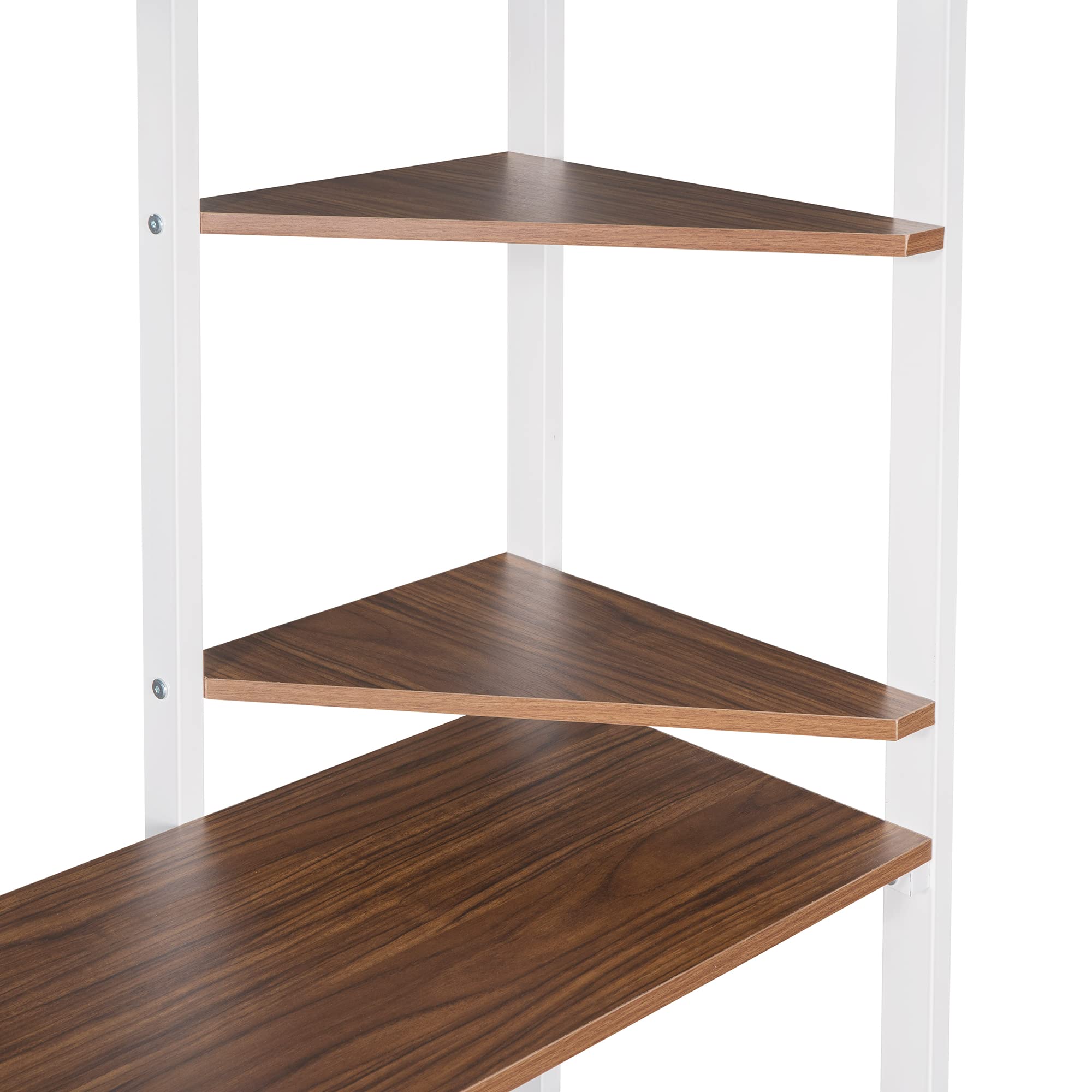 Twin Size Metal Loft Bed with Built-in Desk & Shelves - Space Saving Study Bed for Kids, Teens & Adults - Perfect for Small Bedrooms, Dorms & Apartments (White)