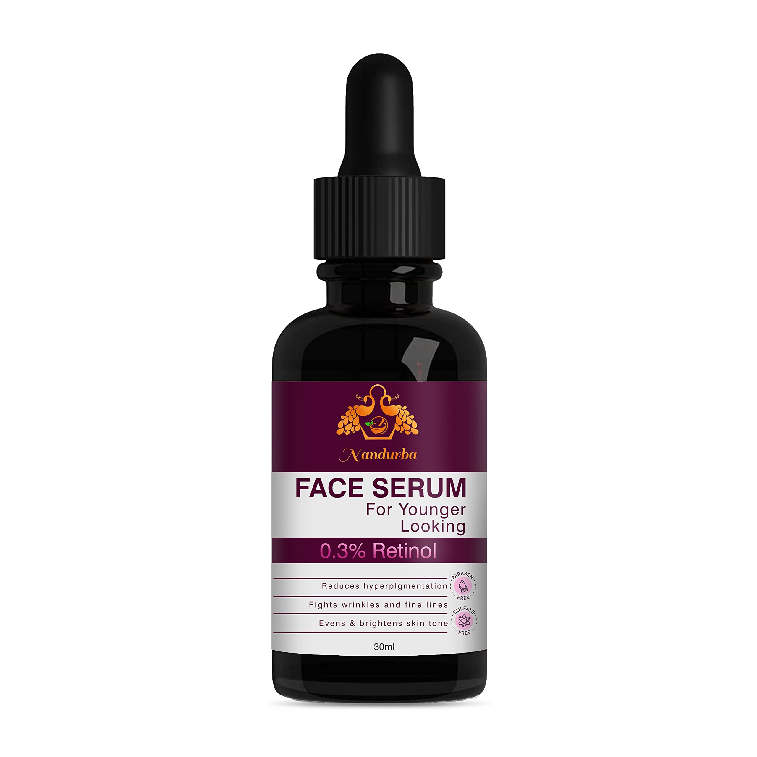 Nandurba 0.3% Retinol Face Serum - Reduces Hyperpigmentation, Wrinkles & Fine Lines for Youthful Skin | Anti-Aging Treatment for Men & Women | 30ML | Perfect for Nighttime Skincare Routine & Daily Anti-Wrinkle Care
