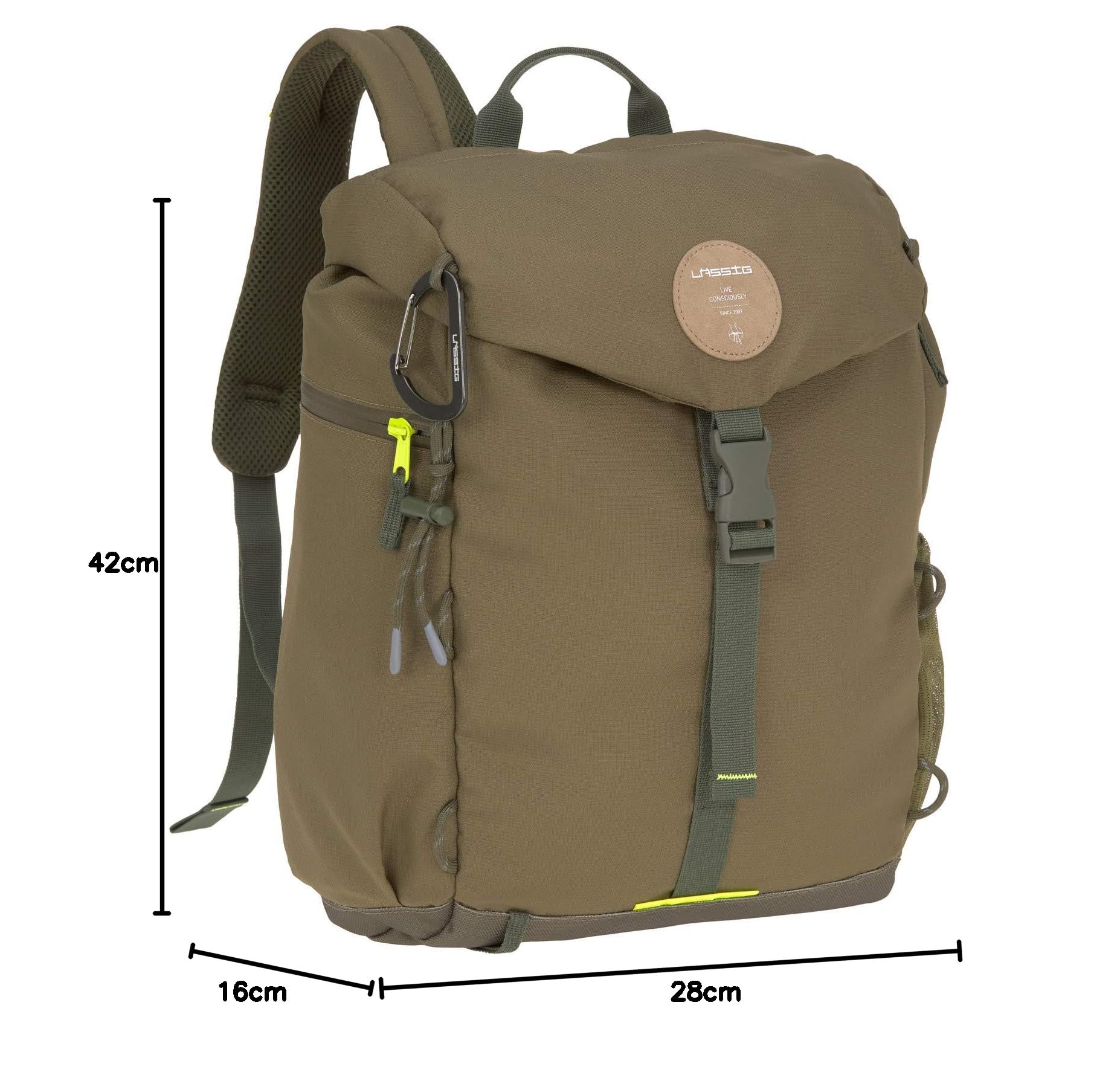 Lässig Baby Changing Backpack with Changing Mat - Waterproof Diaper Bag with Pram Attachment & Bottle Warmer | Eco-Friendly & Durable for Travel, Hiking, and Outdoor Adventures (Olive Green)