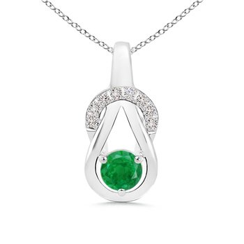 Angara 14K Solid Gold/Platinum Natural Emerald Solitaire Pendant Necklace for Women - May Birthstone Jewelry Gift for Her, Birthday, Wedding Anniversary | Elegant Everyday Wear & Special Occasion Jewelry
