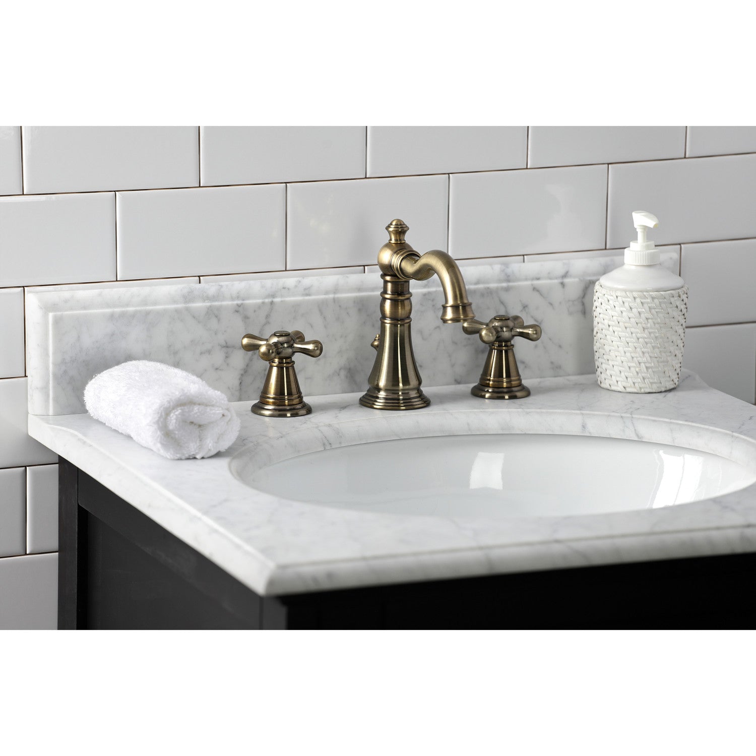 American Classic FSC19733AAX 3-Hole Widespread Bathroom Faucet with Brass Pop-Up Drain - Antique Brass Finish - Perfect for Vintage Style Bathrooms & Powder Rooms