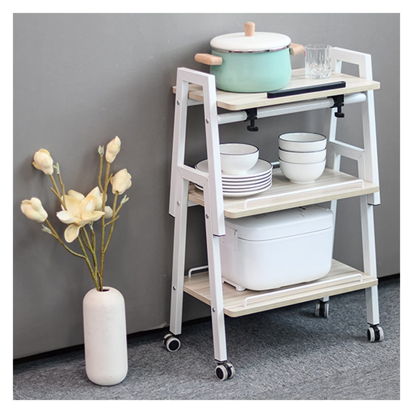 3-Tier Heavy Duty Printer Stand with Storage - 110 lbs Capacity Rolling Office Printer Cabinet, Laptop Stand with 4 Lockable Wheels for Home & Office Organization (Brown) - Perfect for Small Spaces & Clutter-Free Workspaces