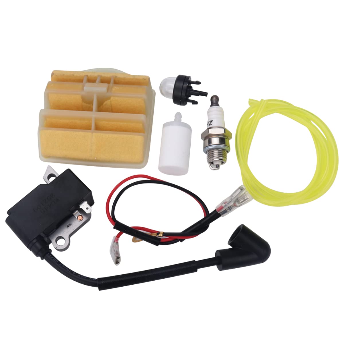 Husqvarna 445 450 & Jonsered 2245 2250 Chainsaw Ignition Coil & Air Filter Replacement Kit - High Performance Parts for Forestry & Landscaping Work