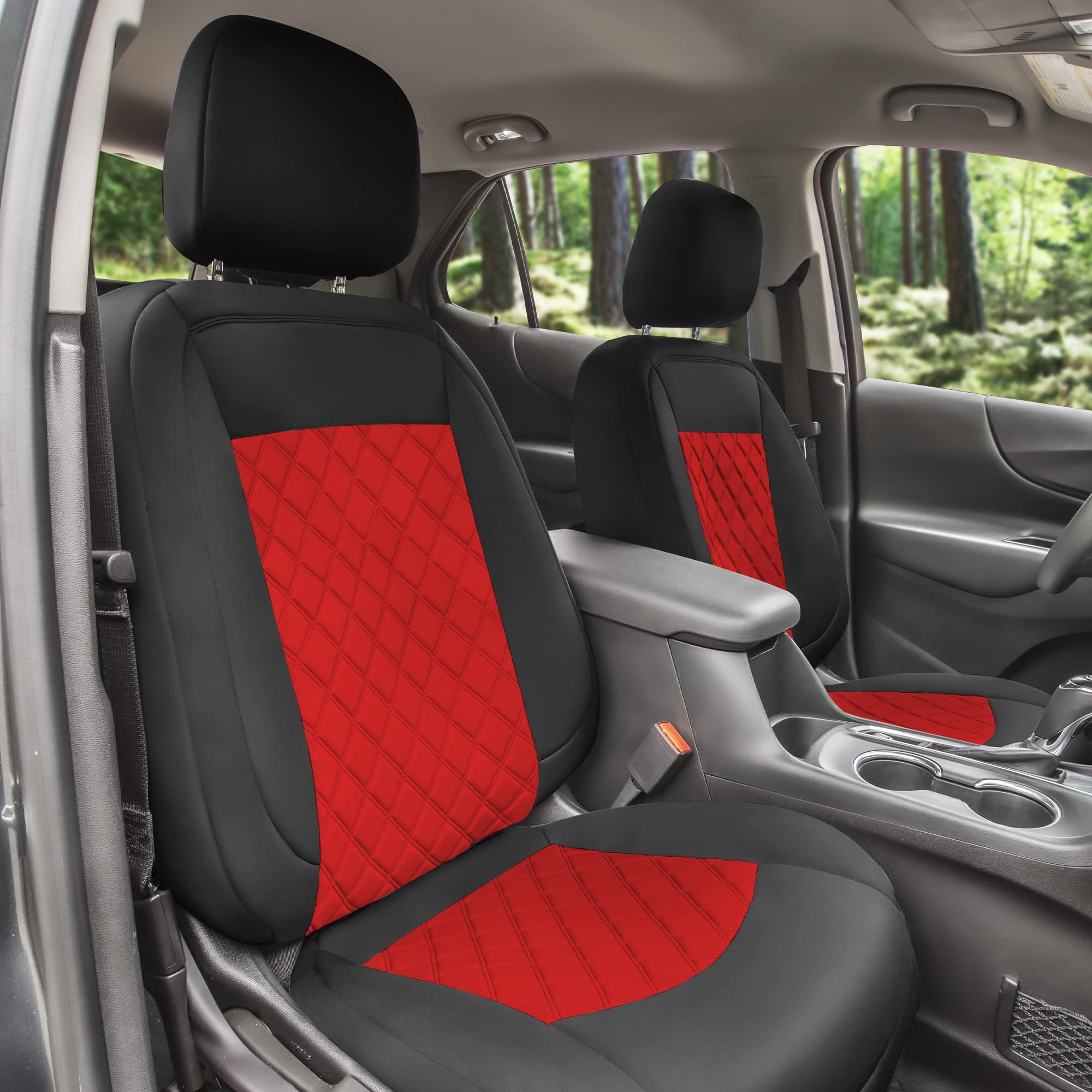 Custom Fit Neoprene Seat Covers for Chevy Equinox 2018-2021 - Waterproof Full Set Car Seat Covers in Red | Durable Automotive Interior Accessories for Road Trips & Daily Commute