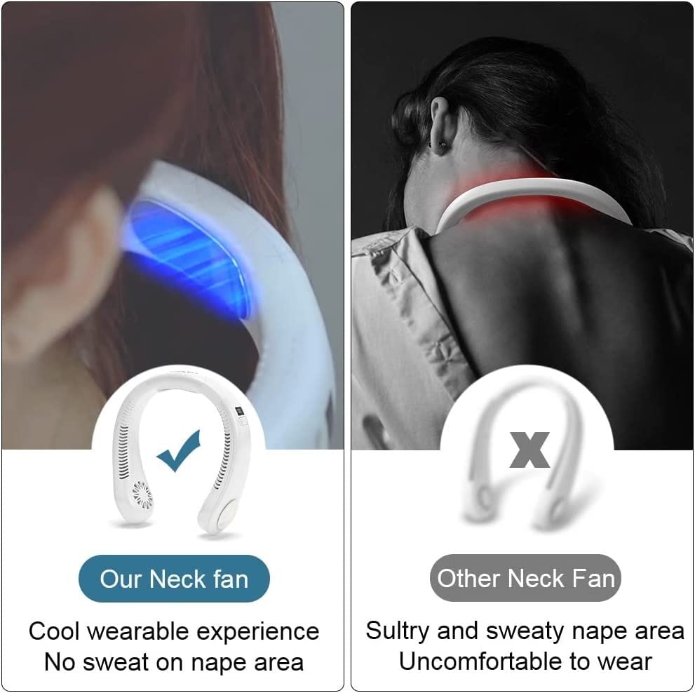 JYYBN 2022 Bladeless Wearable Neck Fan with Air Conditioning & Refrigeration - Portable Personal Cooling Fan for Travel, Outdoor, Office & Home Use - Fast Cooling 50°F to 68°F (Black) | Perfect for Summer, Hiking, Sports & Hot Weather