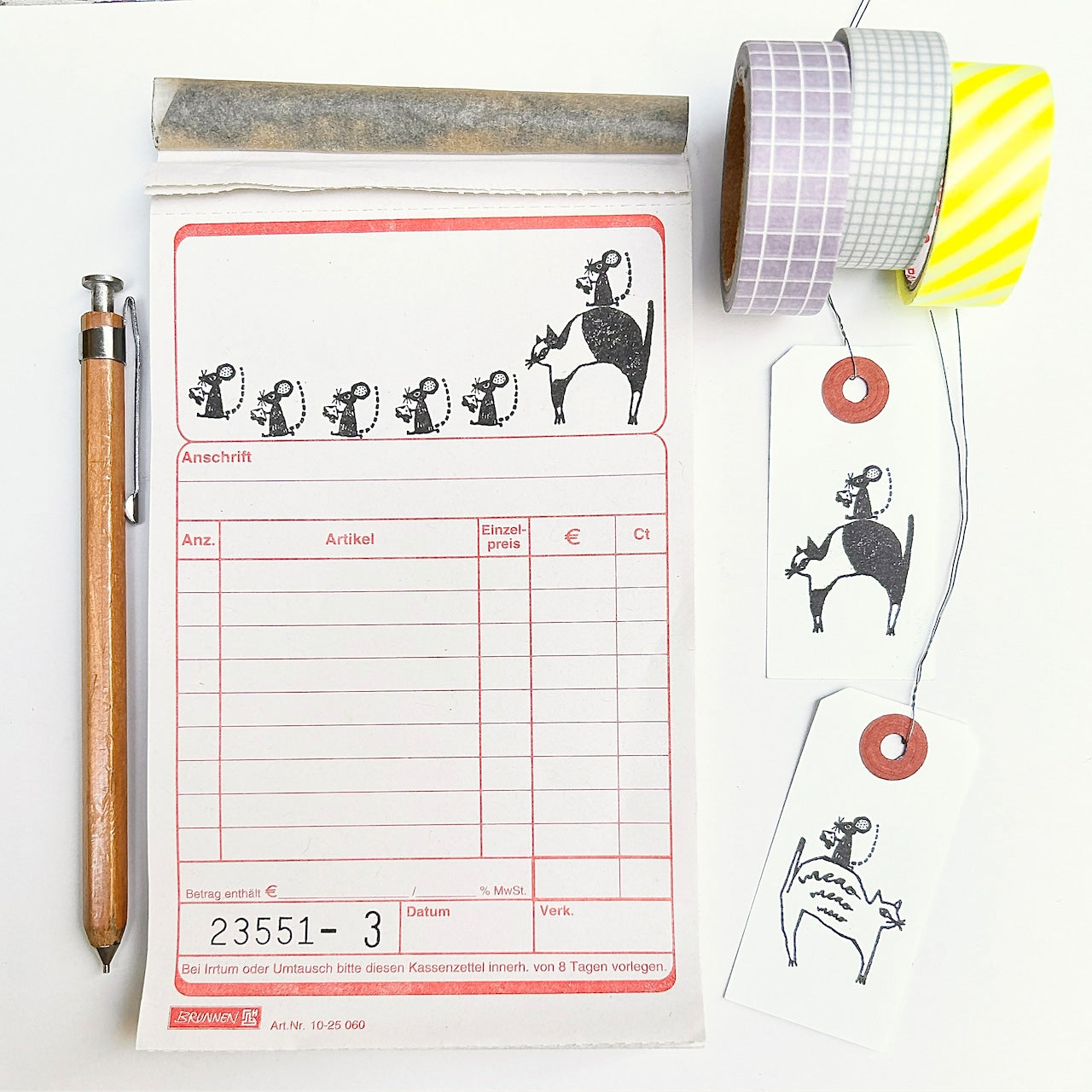 Kinotorico Wooden Rubber Stamp - Mouse Design for Scrapbooking, Card Making & DIY Crafts - Handmade Stamps for Paper, Fabric & Clay Projects