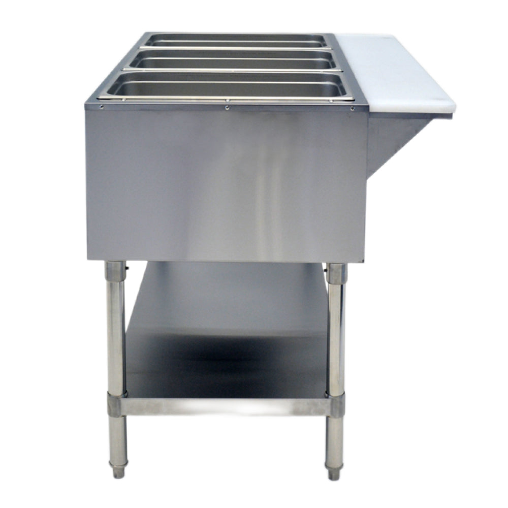 Atosa CSTEA 2C Commercial Electric Steam Table - 2 Pans, Undershelf & Cutting Board, 120V - Perfect for Buffets, Catering & Restaurant Food Warming