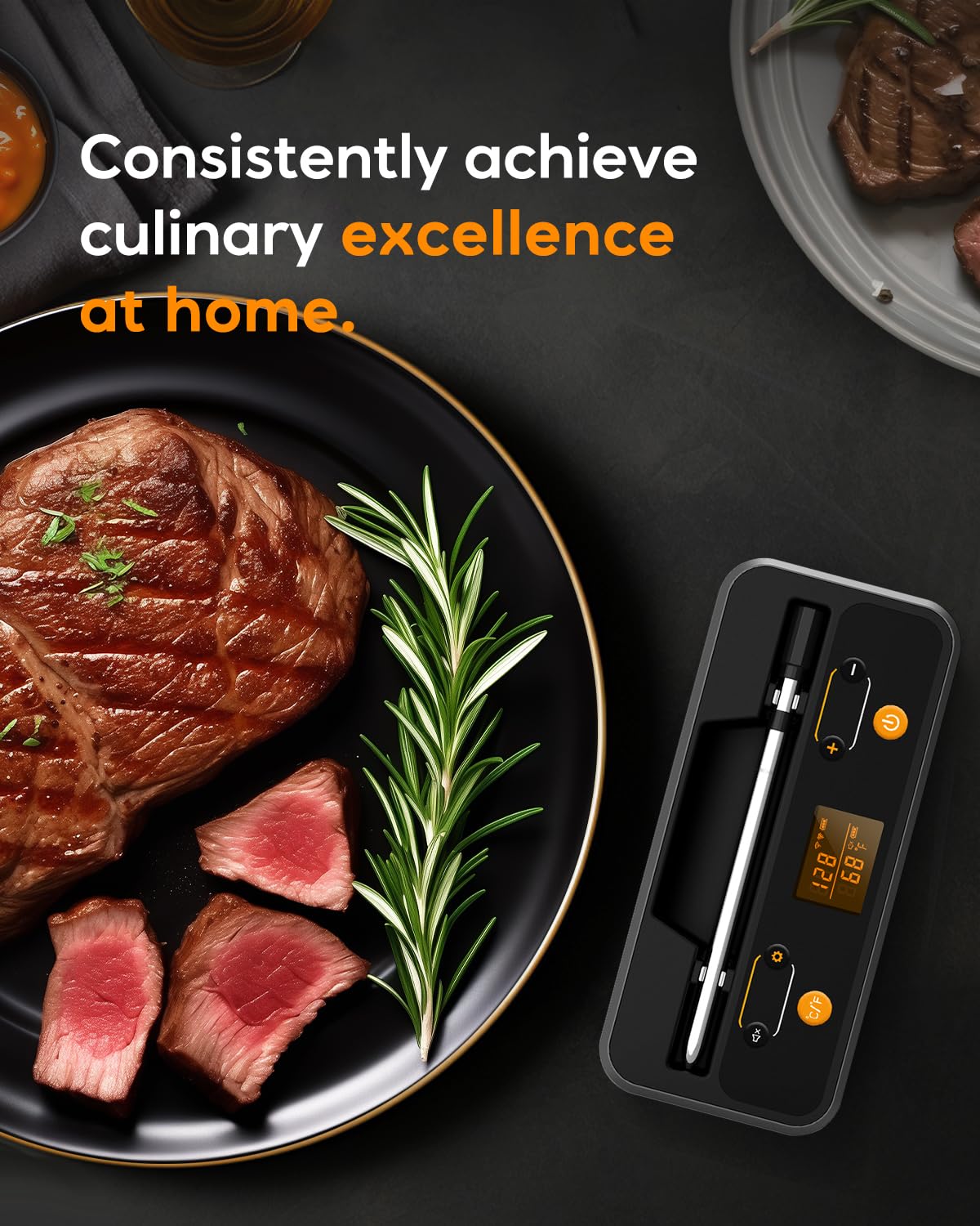 Smart Wireless Meat Thermometer Digital - Bluetooth BBQ Thermometer for Grilling, Smoking & Cooking | Remote Monitoring Food Thermometer for Oven, Kitchen, Smoker, Rotisserie | Perfect for Backyard BBQ, Camping & Home Kitchen Use