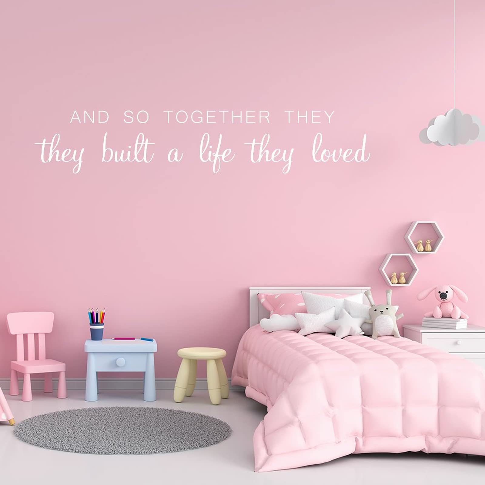 Custom 'And So Together They Built A Life They Loved' Vinyl Wall Decal - Christmas Home Decor for Bedroom, Bathroom, Kitchen, Laundry & Nursery - Perfect for Holiday Gifts, Housewarming & Romantic Couples' Spaces