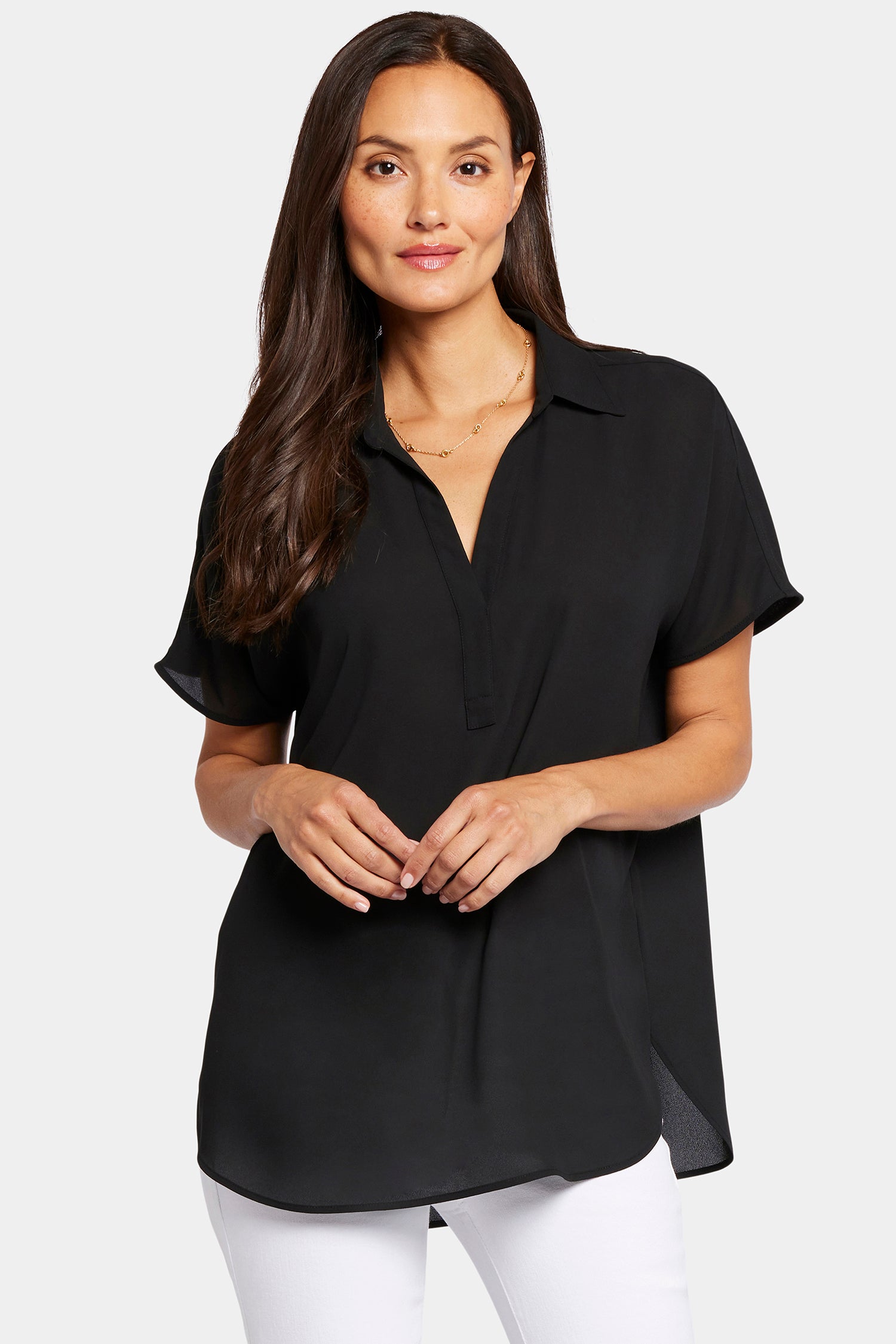 Becky Short Sleeve Blouse for Women - Classic Black Top for Casual Wear, Office & Date Night Outfits
