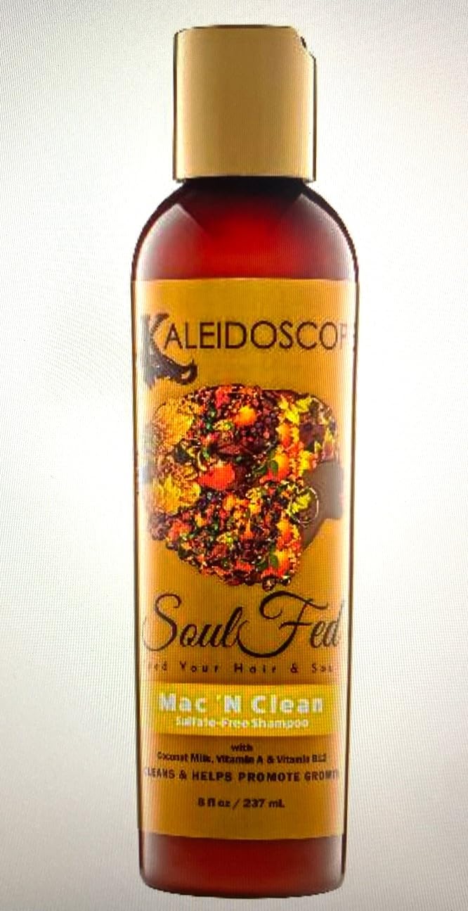 Sulfate-Free Kaleido-scope SoulFed Shampoo with Coconut Milk, Vitamin A & B12 - 8oz Mac 'N Clean Formula for Color-Treated & Damaged Hair | Gentle Daily Cleansing for Vibrant, Healthy Locks