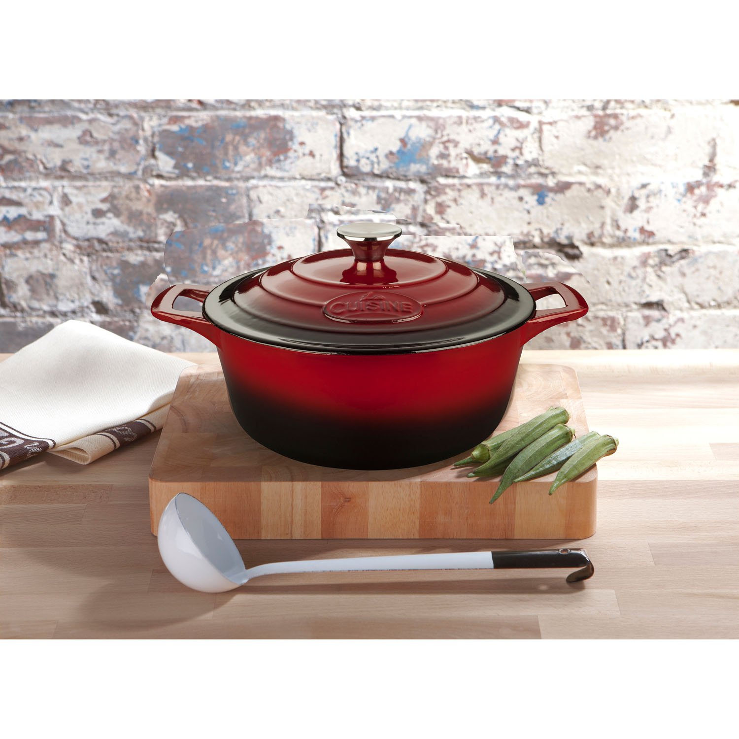 Premium Red Round 3.7 Quart Enameled Cast Iron Casserole Pot - Dutch Oven for Baking, Braising, Roasting & Slow Cooking - Stovetop to Oven Safe - Perfect for Soups, Stews & Family Meals