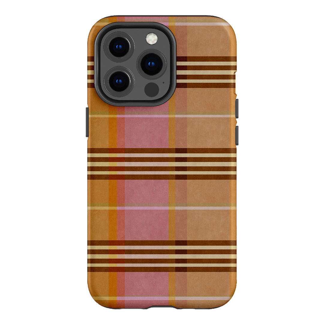 Peachy Plaid Phone Case for iPhone 15/14/13/12/11 Pro Max - Cute Tartan Pattern Protective Cover with Shockproof Design - Perfect for Everyday Use, Travel & Fashion Accessories