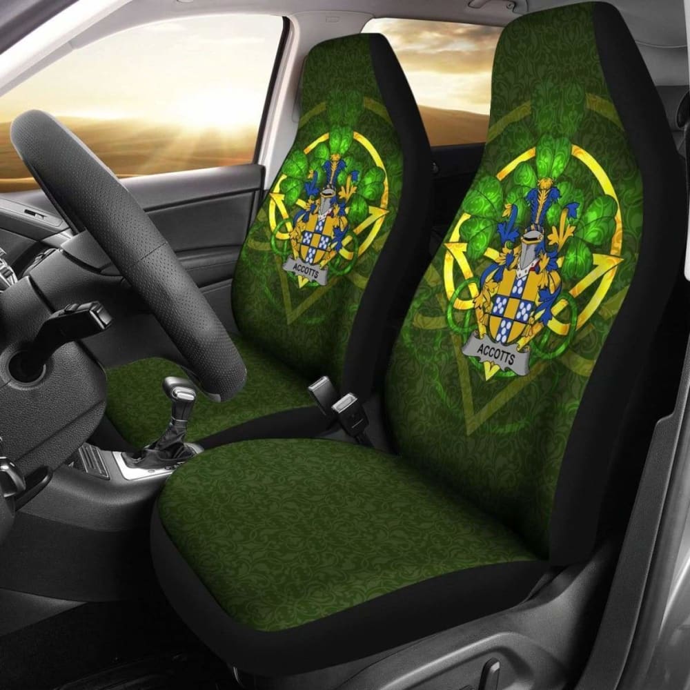 Accotts Ireland Car Seat Cover Set of 2 - Celtic Shamrock Design, Universal Fit for Cars, Trucks & SUVs - Waterproof & Non-Slip Protection for Seats | Perfect for St. Patrick's Day, Irish-Themed Events & Everyday Use
