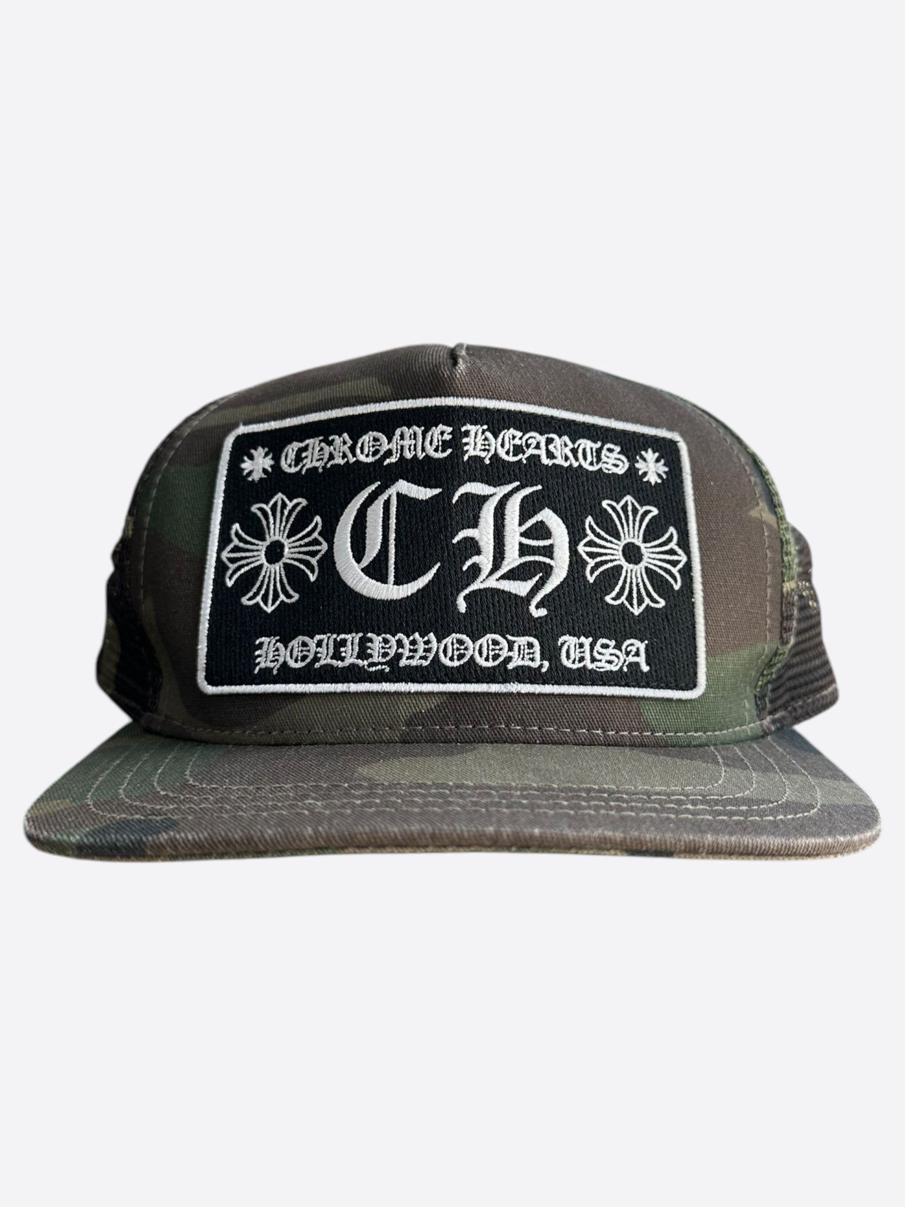 Chrome Hearts Green Camouflage Trucker Hat - Stylish Adjustable Snapback Cap for Men & Women - Perfect for Outdoor Adventures, Concerts, and Streetwear Fashion
