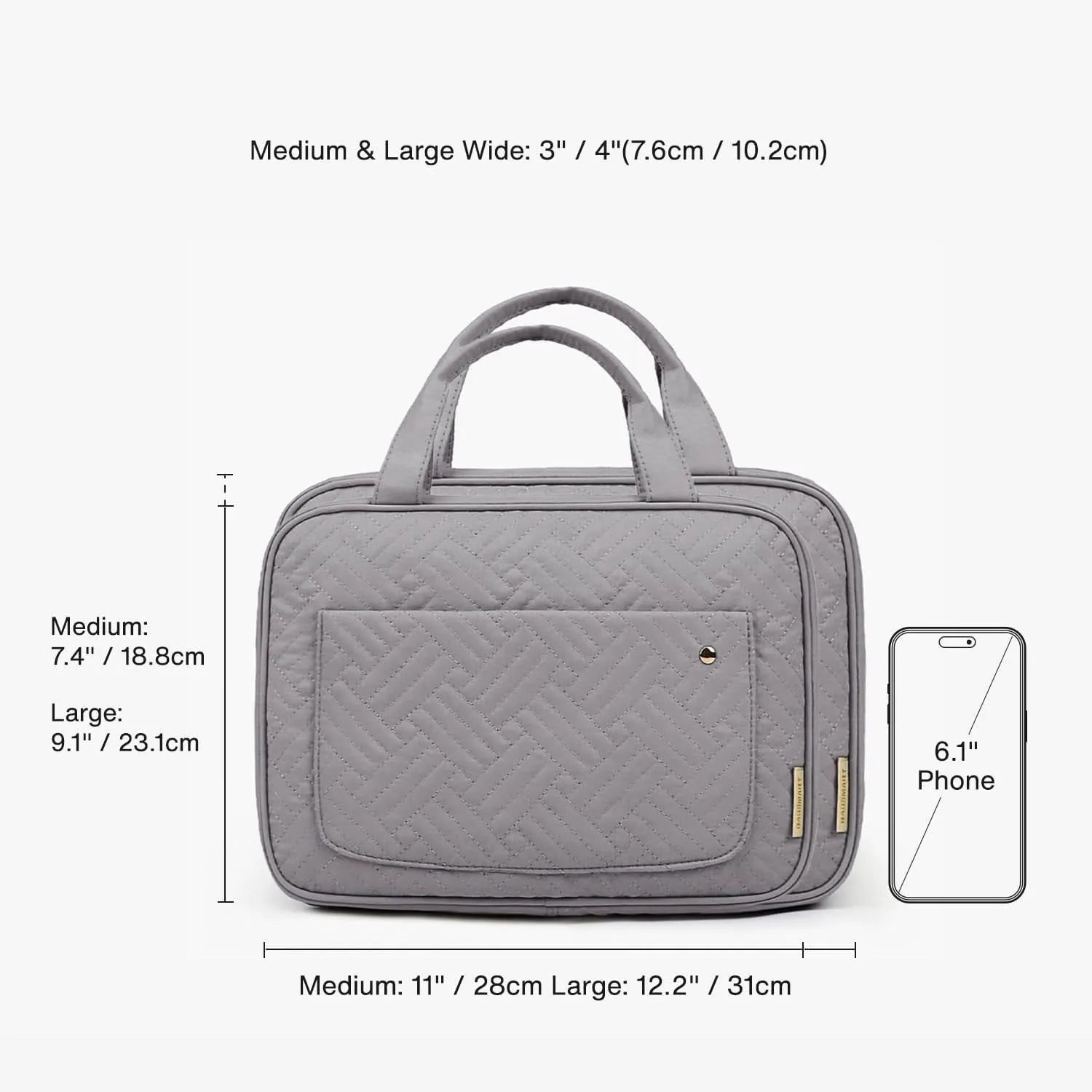 Bonchemin Grey Space Saver Toiletry Bag - Waterproof Travel Cosmetic Organizer for Men & Women - Perfect for Airplane, Camping, Gym & Business Trips