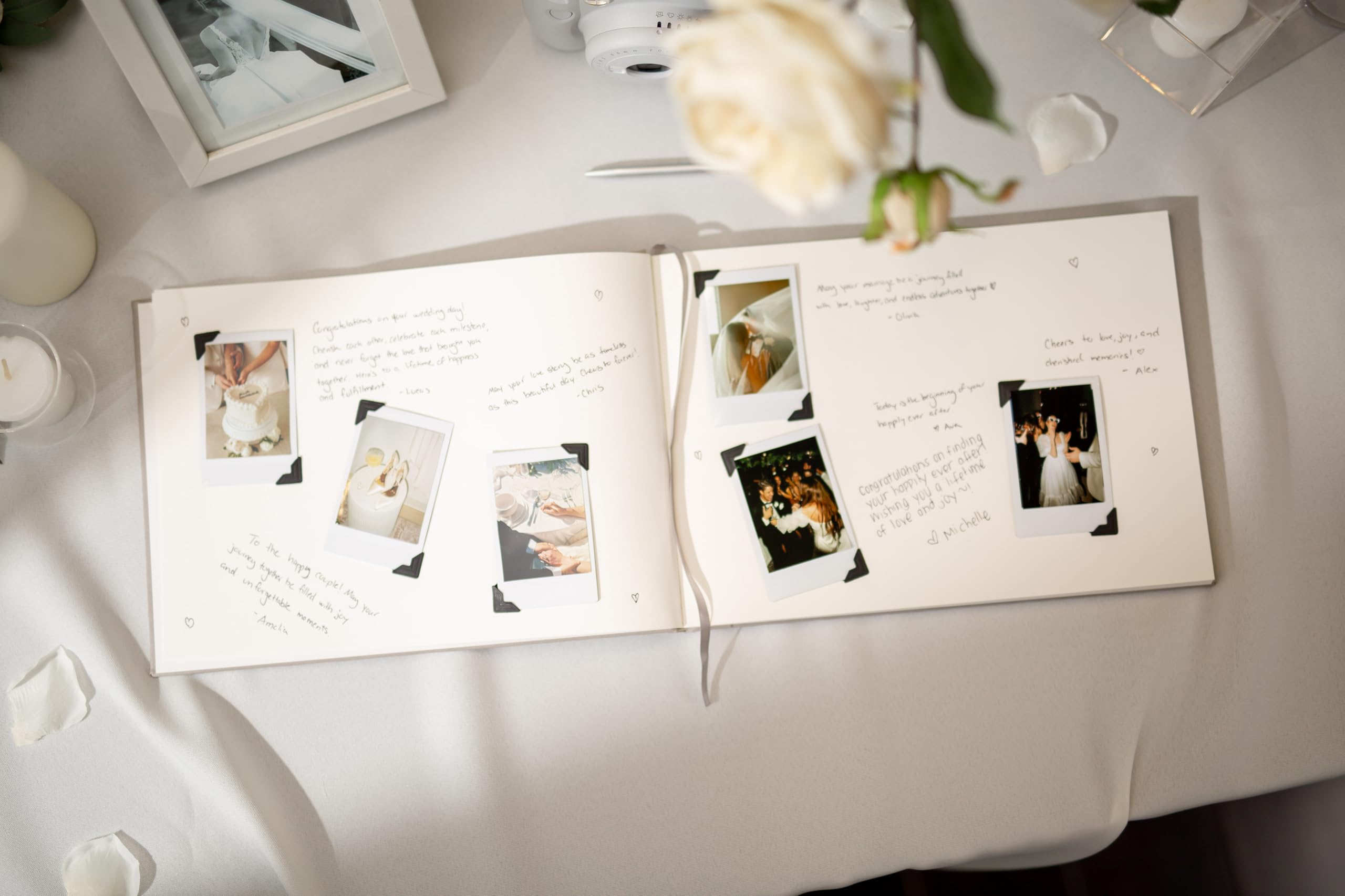 MUJEE Custom Guest Book for Weddings & Events - Personalized Modern Guestbook in Charcoal with Blank Pages for Signing (11.5