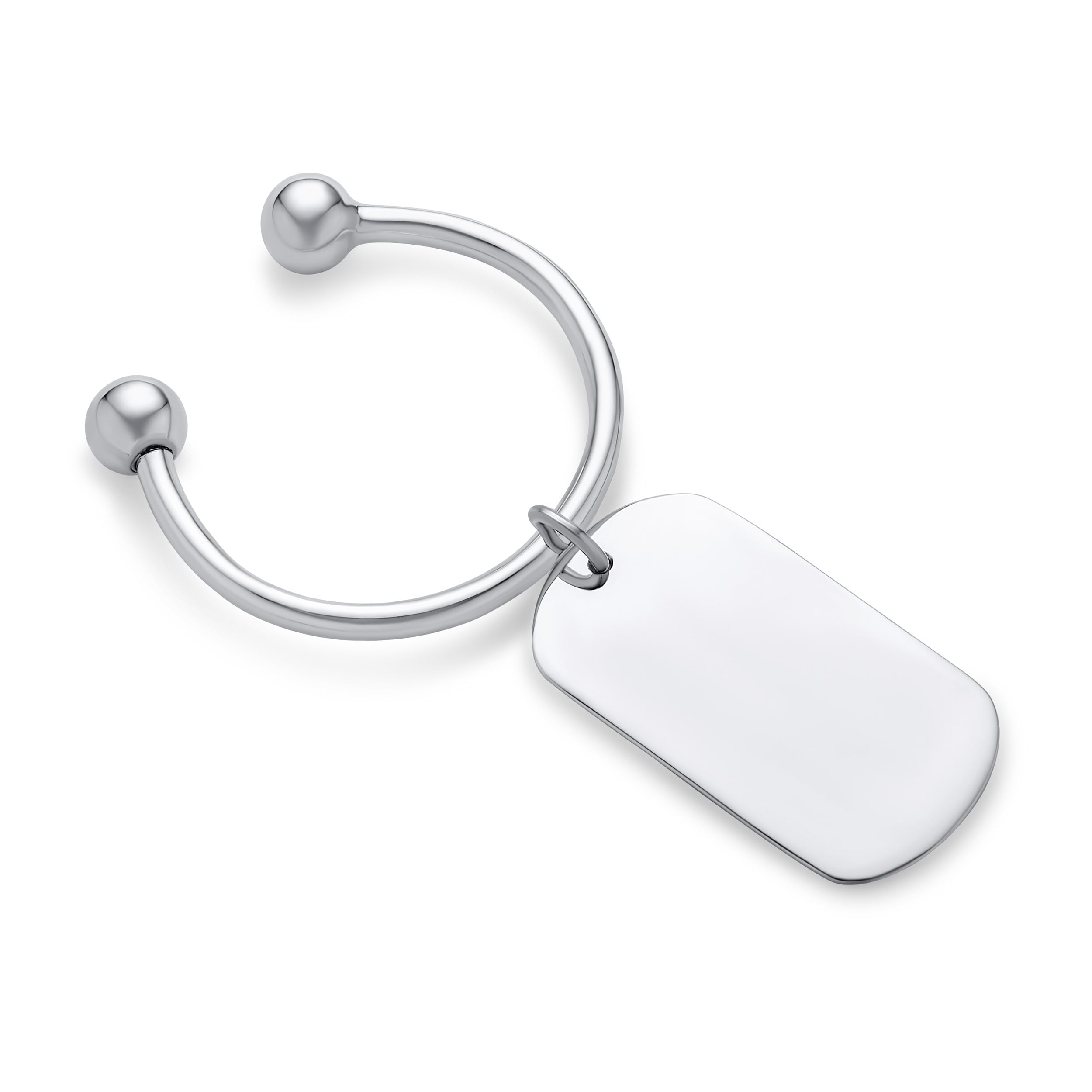 Customizable .925 Sterling Silver Unisex Heart, Star, Oval & Dog Tag Keychain with Ball Screw Tip Key Ring - Perfect for Gifts, ID Tags & Key Organization