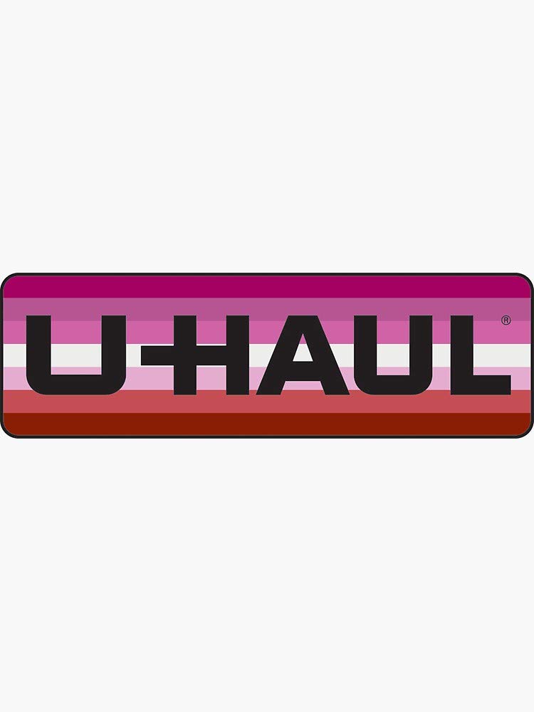 Lesbian U-Haul Sticker - Waterproof Decal for Hydro Flask, Laptop, Skateboard - LGBTQ+ Pride Stickers for Water Bottles, Tech Gear, and Outdoor Accessories