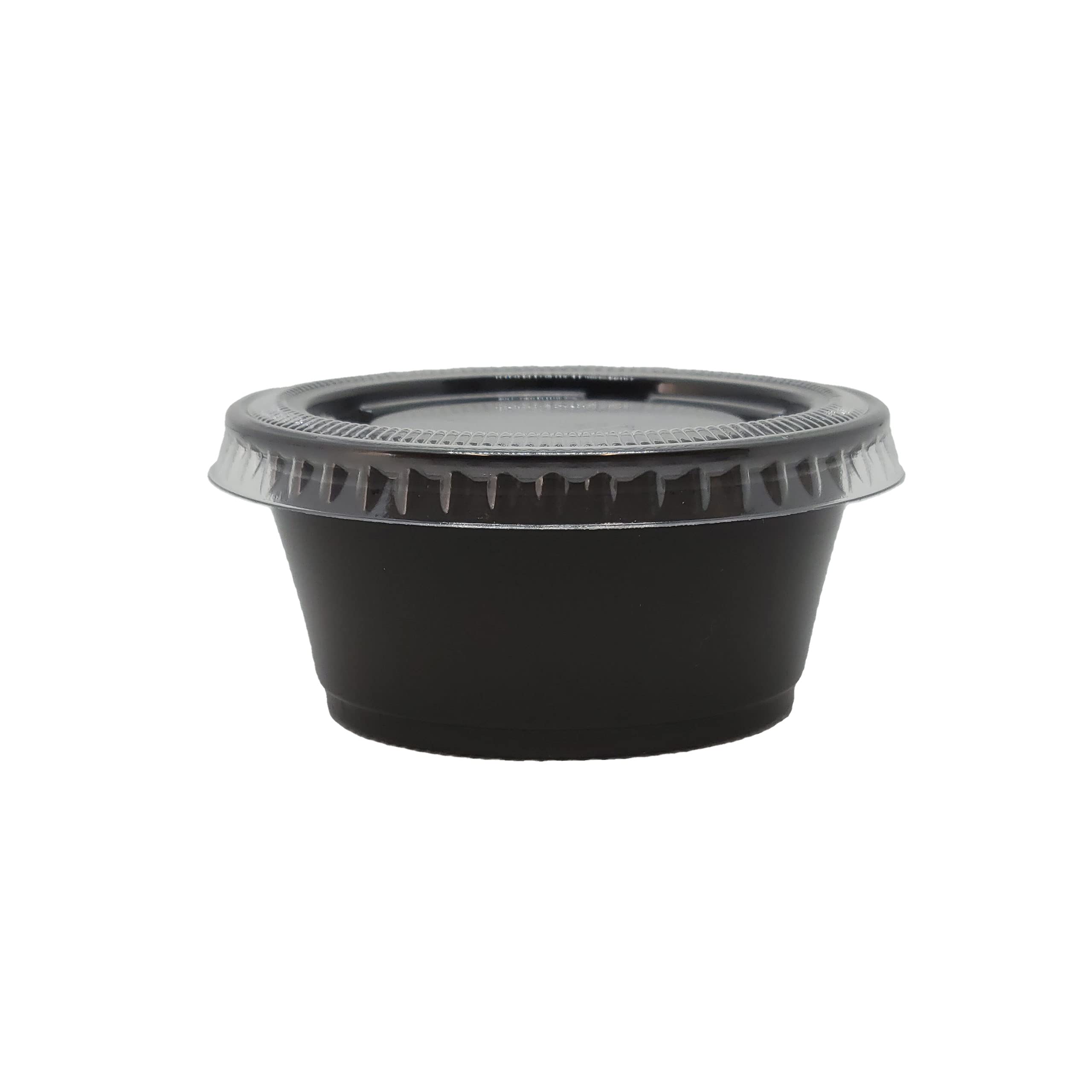 Disposable Black Portion Cups with Clear Lids - 2oz Small Plastic Containers for Meal Prep, Portion Control, Salad Dressing & Medicine Storage | BPA-Free Condiment Cups (2500-Pack) - Perfect for Restaurants, Catering, Food Service & Home Kitchen Organization