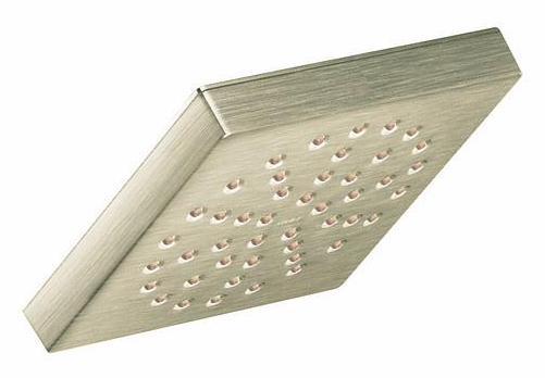 Moen S6340EP15BN 90 Degree Eco Performance 6-Square Rainshower Shower Head - 1.5 GPM Water-Saving, Brushed Nickel Finish - Perfect for Spa-Like Bathroom Experience & Water Conservation