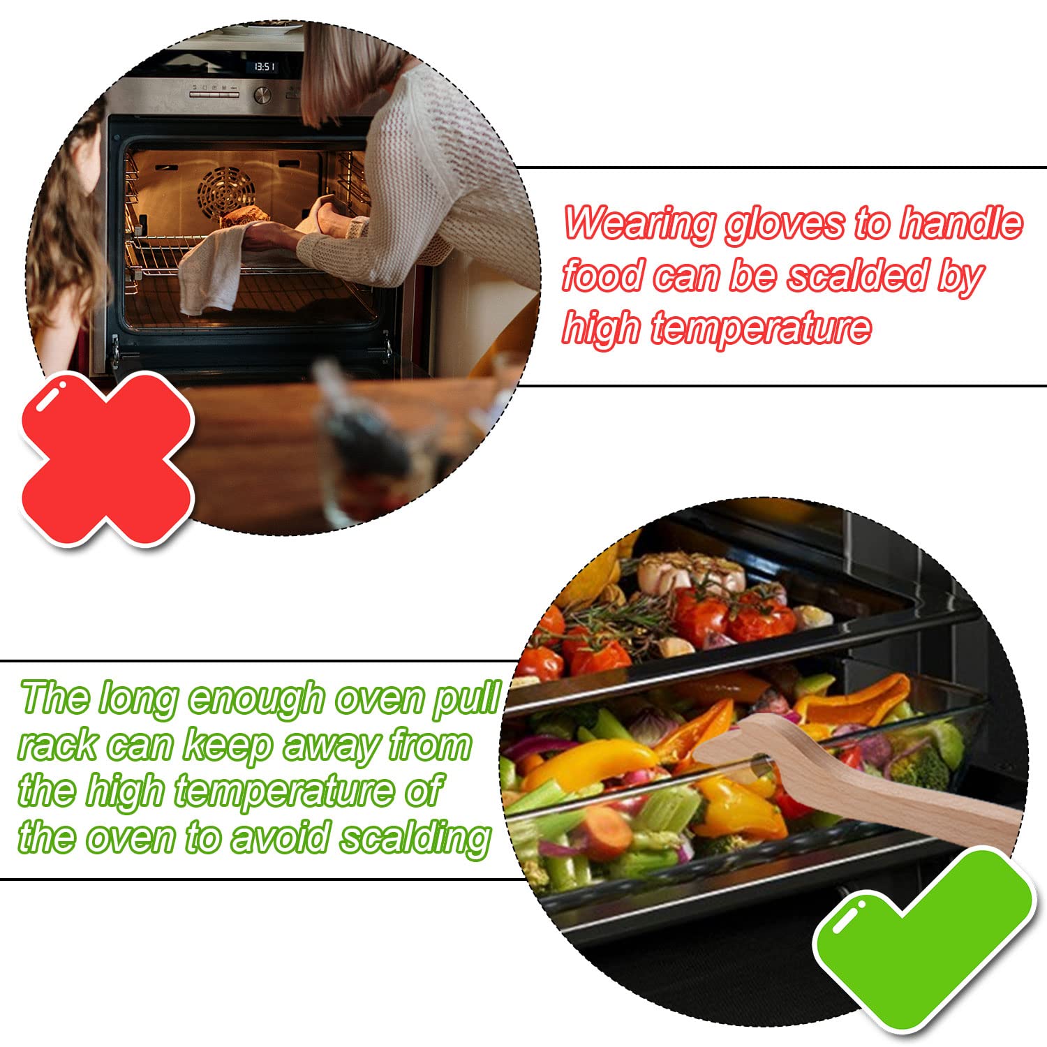 Wooden Oven Rack Puller Tool - Heat-Resistant Baking Accessory for Toaster Ovens & Air Fryers | Safe & Easy Oven Rack Removal | Prevent Burns While Cooking, Baking & Grilling
