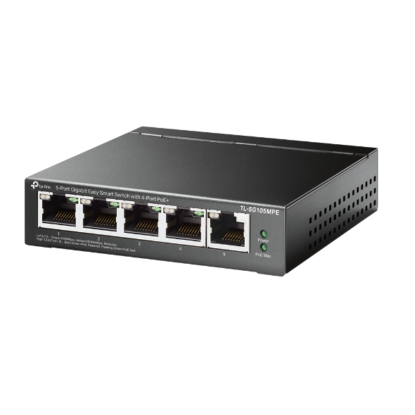 5 Port Gigabit Easy Smart Switch with 4 Port PoE+ | Network Switch for Home & Office | Expand Ethernet Connections for Smart Devices, Security Cameras & VoIP Phones