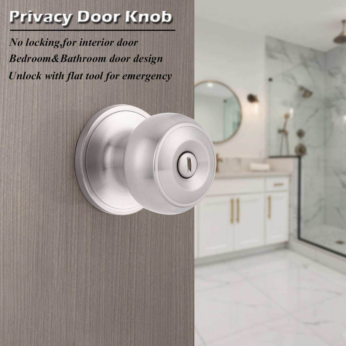 Gobrico 13 Pack Satin Nickel Keyless Privacy Door Knobs - Interior Bedroom & Bathroom Door Handlesets for Home Security & Privacy | Perfect for Residential Homes, Apartments, and Dorms