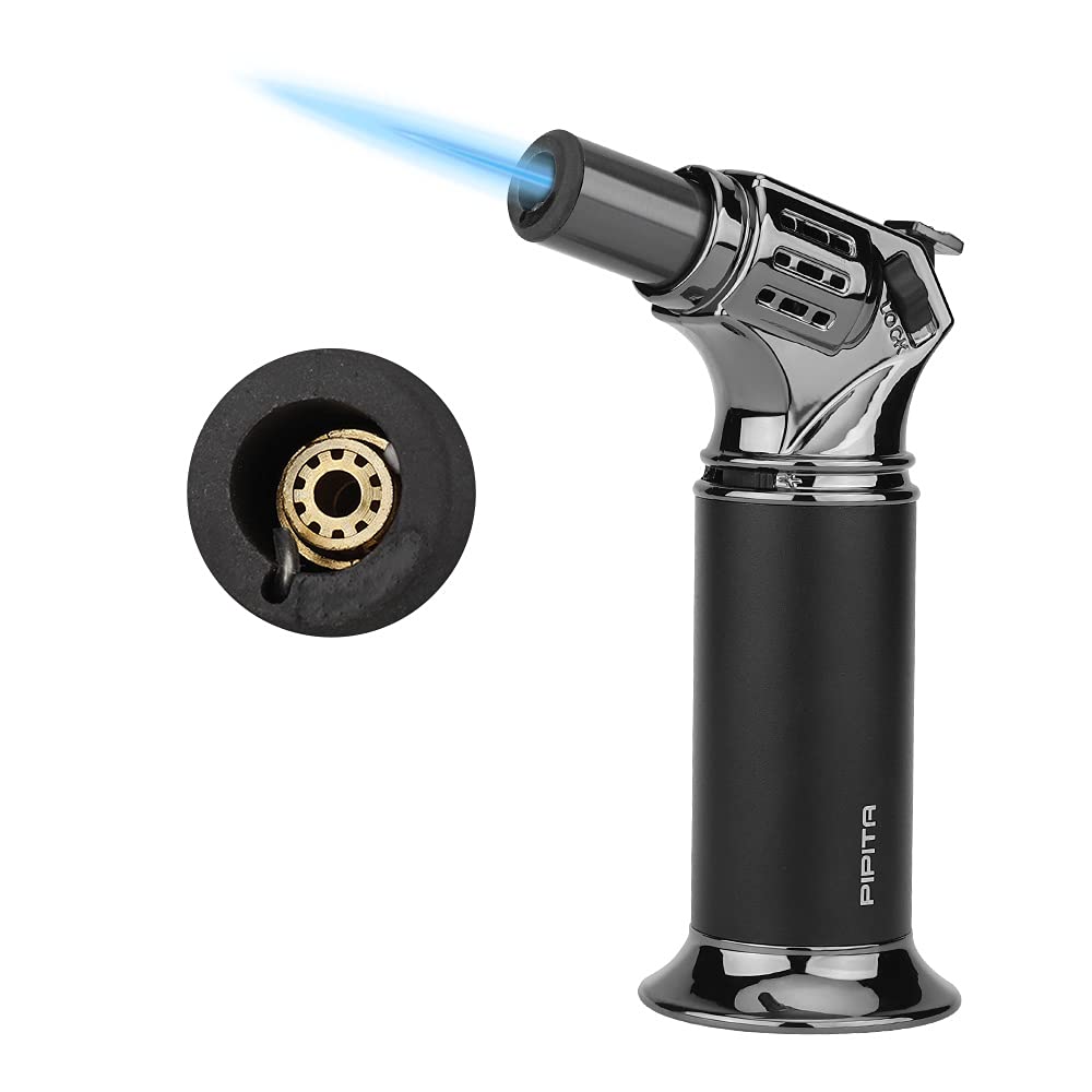 Windproof Cigar Lighter - Adjustable Single Flame Refillable Torch for Outdoor & Smoking