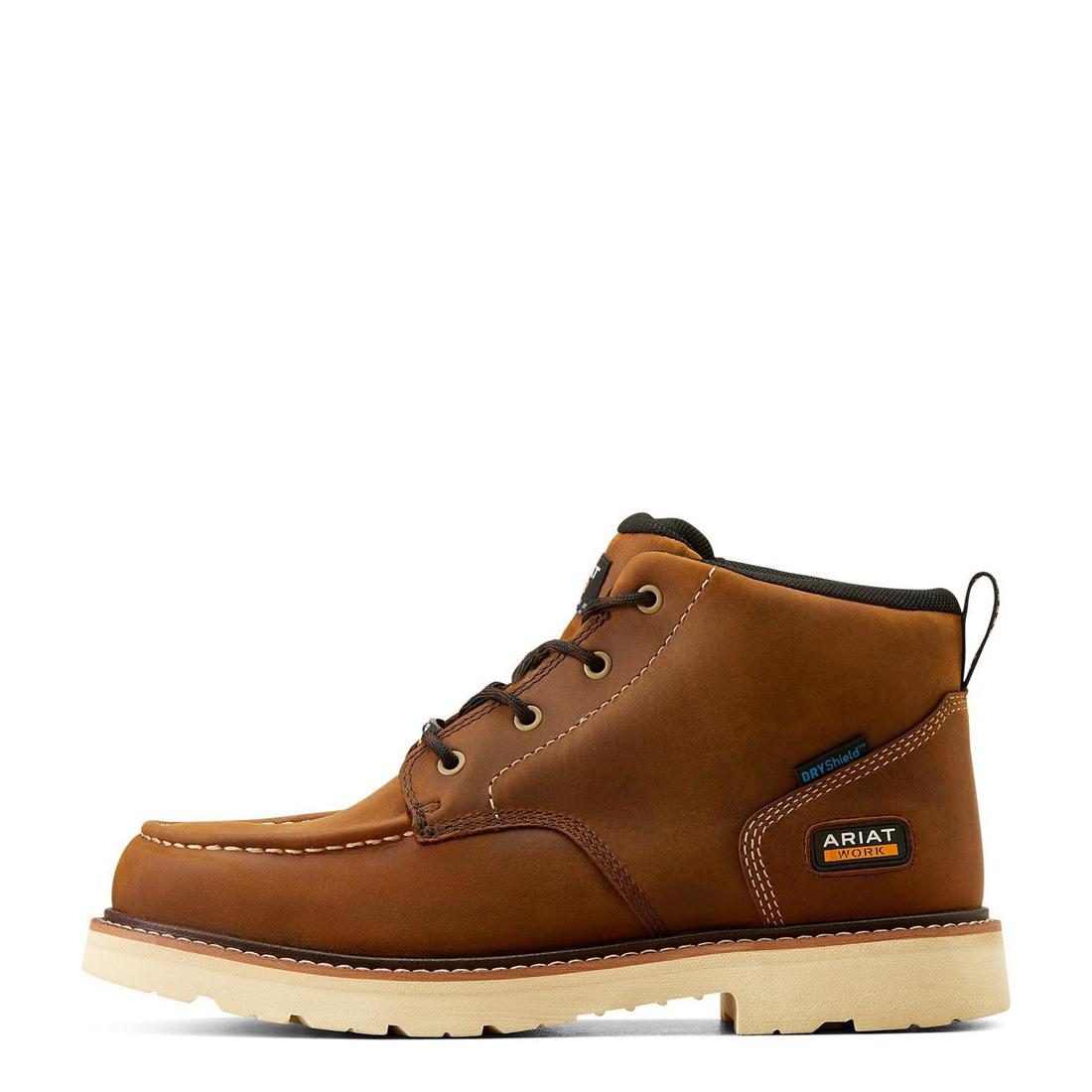 Waterproof Distressed Brown Soft Toe Chukka Boots for Construction Work - Heavy Duty Rebar Lift Safety Shoes for Outdoor Work & Hiking