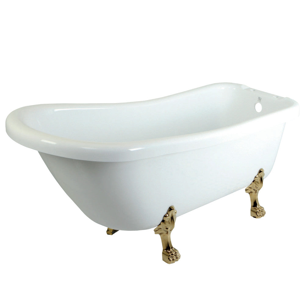 Aqua Eden VTDE692823C5 67 Inch Acrylic Single Slipper Clawfoot Tub with 7 Inch Faucet Drillings, White/Oil Rubbed Bronze