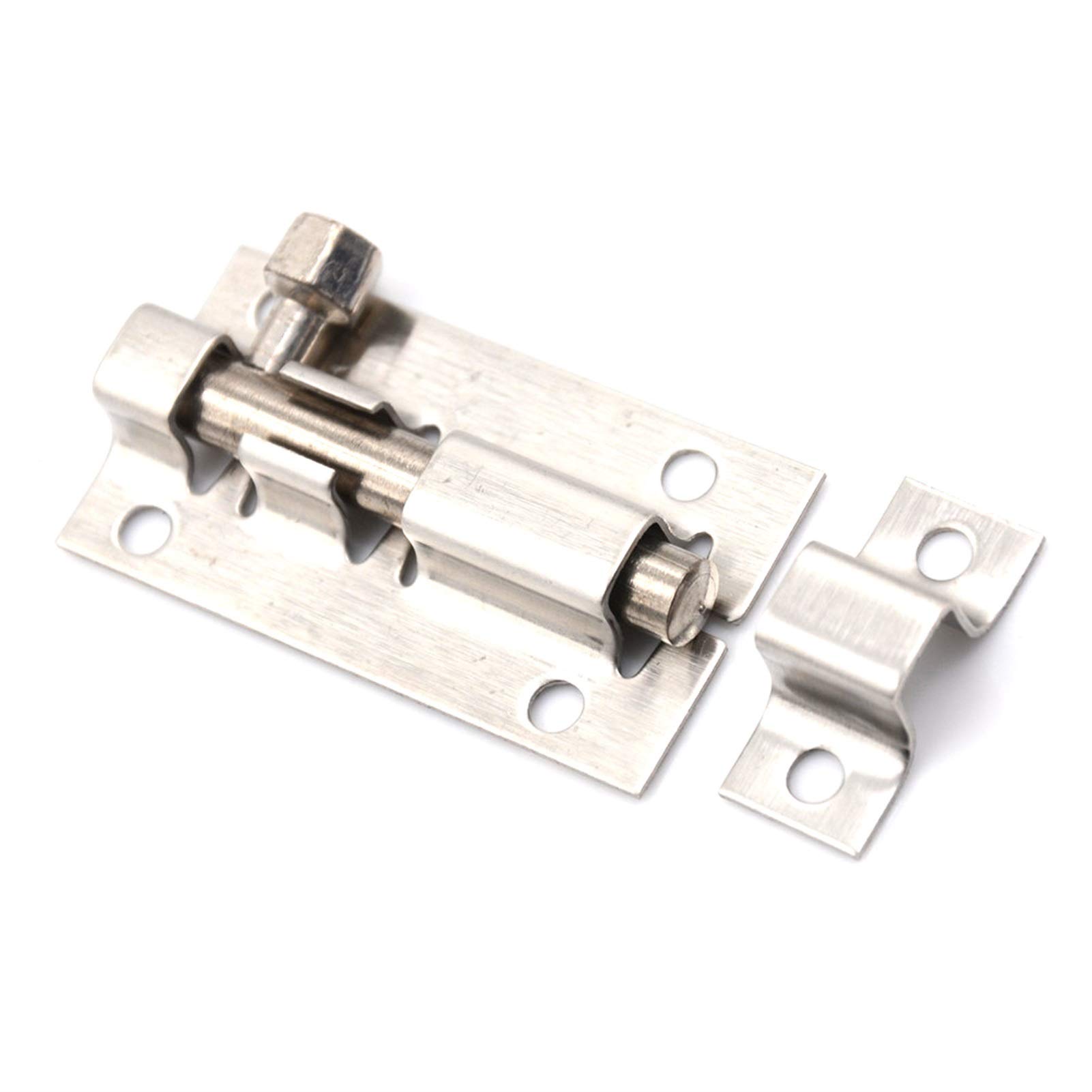2 Pack 2 Inch Stainless Steel Door Bolt Latch - Sliding Lock Barrel Bolt for Interior/Exterior Doors - Silver, Durable & Easy Installation (Perfect for Bedrooms, Bathrooms, Gates & Sheds)