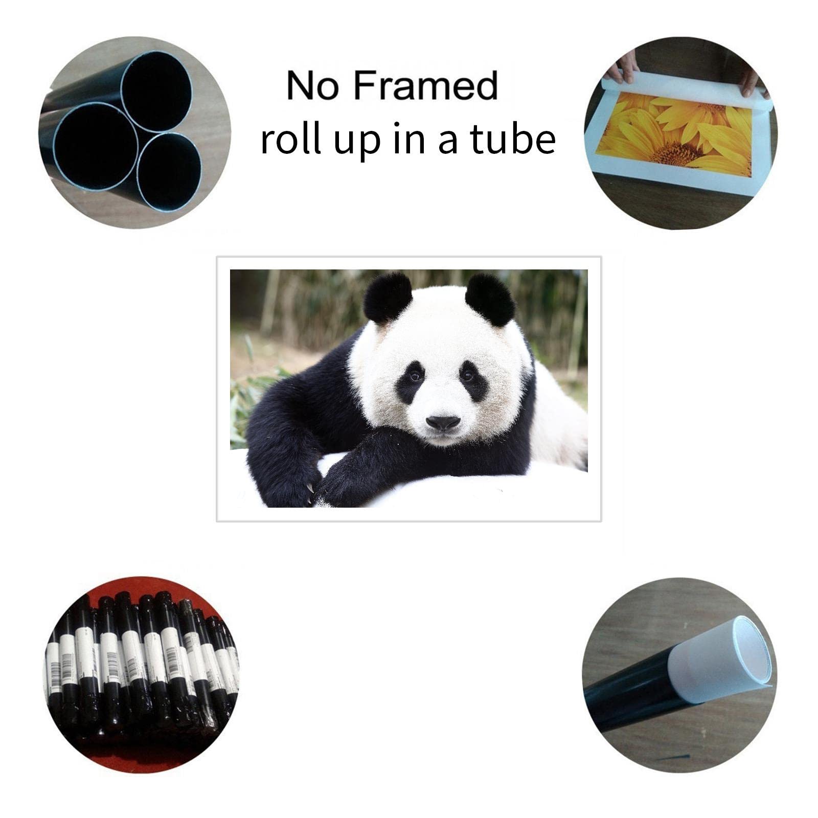 Panda Canvas Wall Art - 36x24 Inch Unframed Animal Print Poster for Home & Office Decor | Perfect for Living Room, Bedroom, Nursery & Gifts