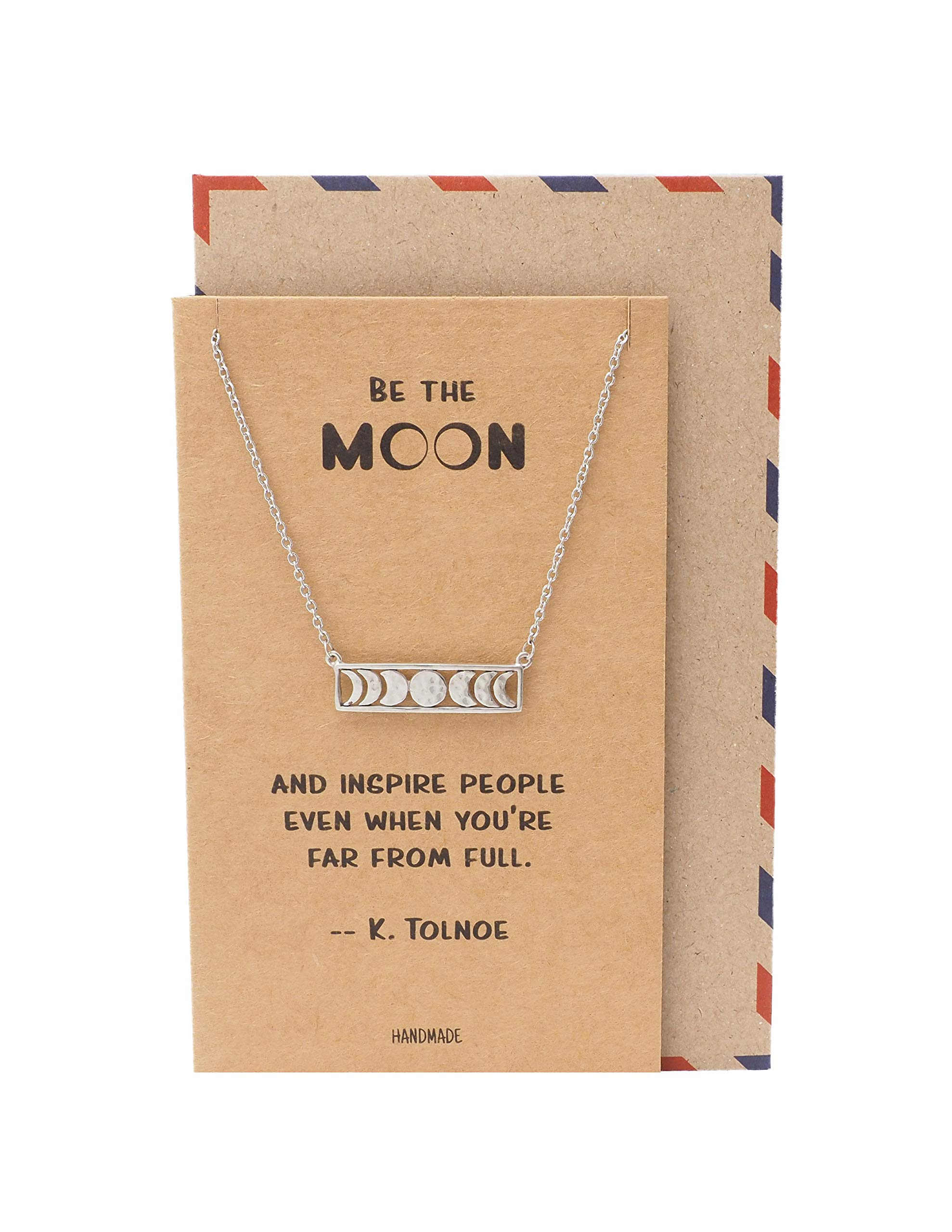 Moon Pendant Necklace for Women - Sterling Silver Inspirational Jewelry Gift with Motivational Quote | Birthday, Anniversary, Graduation Present | Perfect for Everyday Wear & Special Occasions