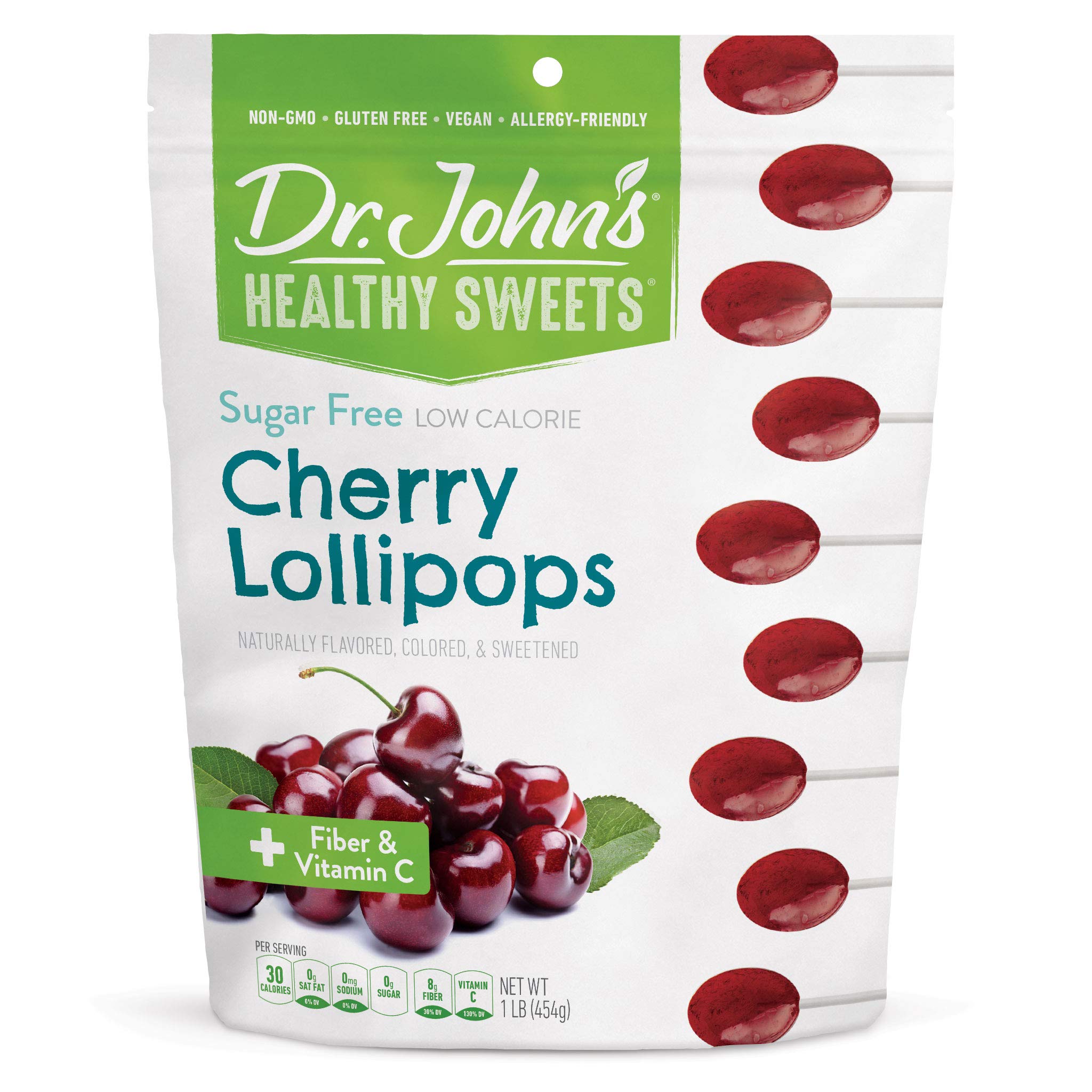 Sugar Free Hard Candy Lollipops - Keto Friendly, Low Calorie, Zero Sugar Healthy Snacks - Cherry Flavor Oval Sweets (60 Count, 1 LB) - Perfect for Diabetics, Weight Loss & On-the-Go Treats
