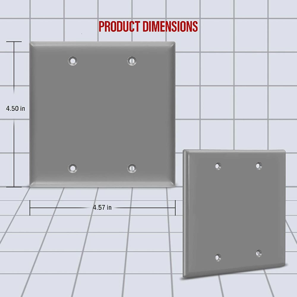 2 Gang Blank Wall Plate, Ivory - Standard Size for Electrical Outlet Covers, Smooth Finish - Perfect for Home, Office & Renovation Projects