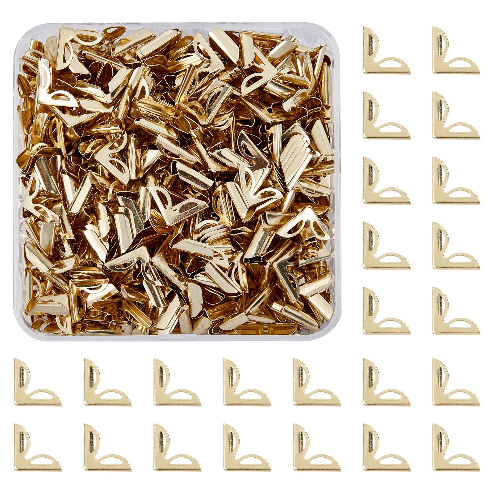 500PCS Golden Metal Book Corner Protectors - Decorative Iron Cover Guards for Books, Scrapbooking, Albums, Menus & Folders (16x16x4.5mm) - Perfect for DIY Crafts, Home Office Organization & Gift Protection
