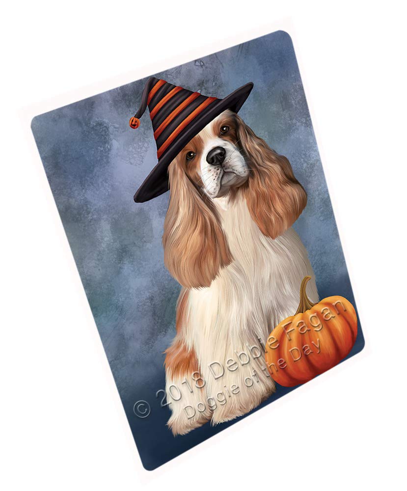Happy Halloween Cocker Spaniel Dog Costume with Witch Hat & Pumpkin - Large 18x24 Inch Refrigerator Magnet, Dishwasher Safe Decoration - Perfect for Kitchen Decor, Pet Lover Gifts & Halloween Party Supplies (RMAG89994)