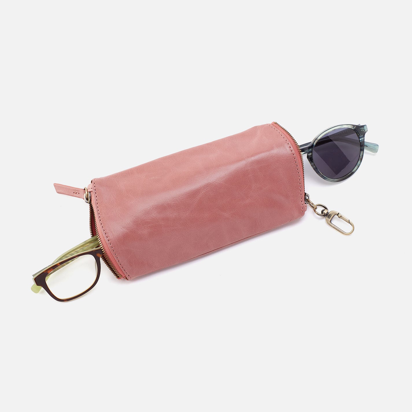 Premium Polished Leather Rose Double Eyeglass Case - Stylish Protective Eyewear Storage for Travel, Work & Everyday Use