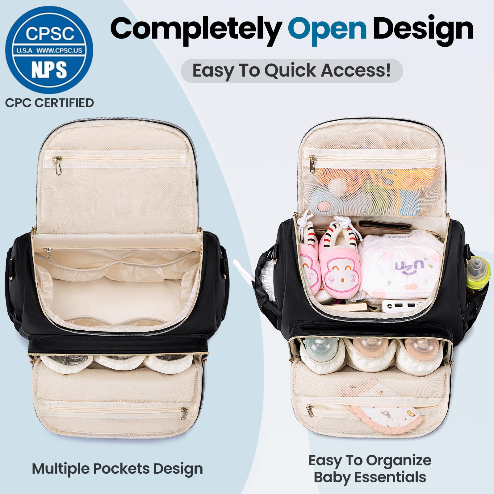 4 in 1 Convertible Diaper Bag Backpack - Waterproof Baby Diaper Bag with Changing Pad - Converts to Tote, Backpack, Stroller Bag & Crossbody - Perfect for Travel, Shopping & Daily Parenting