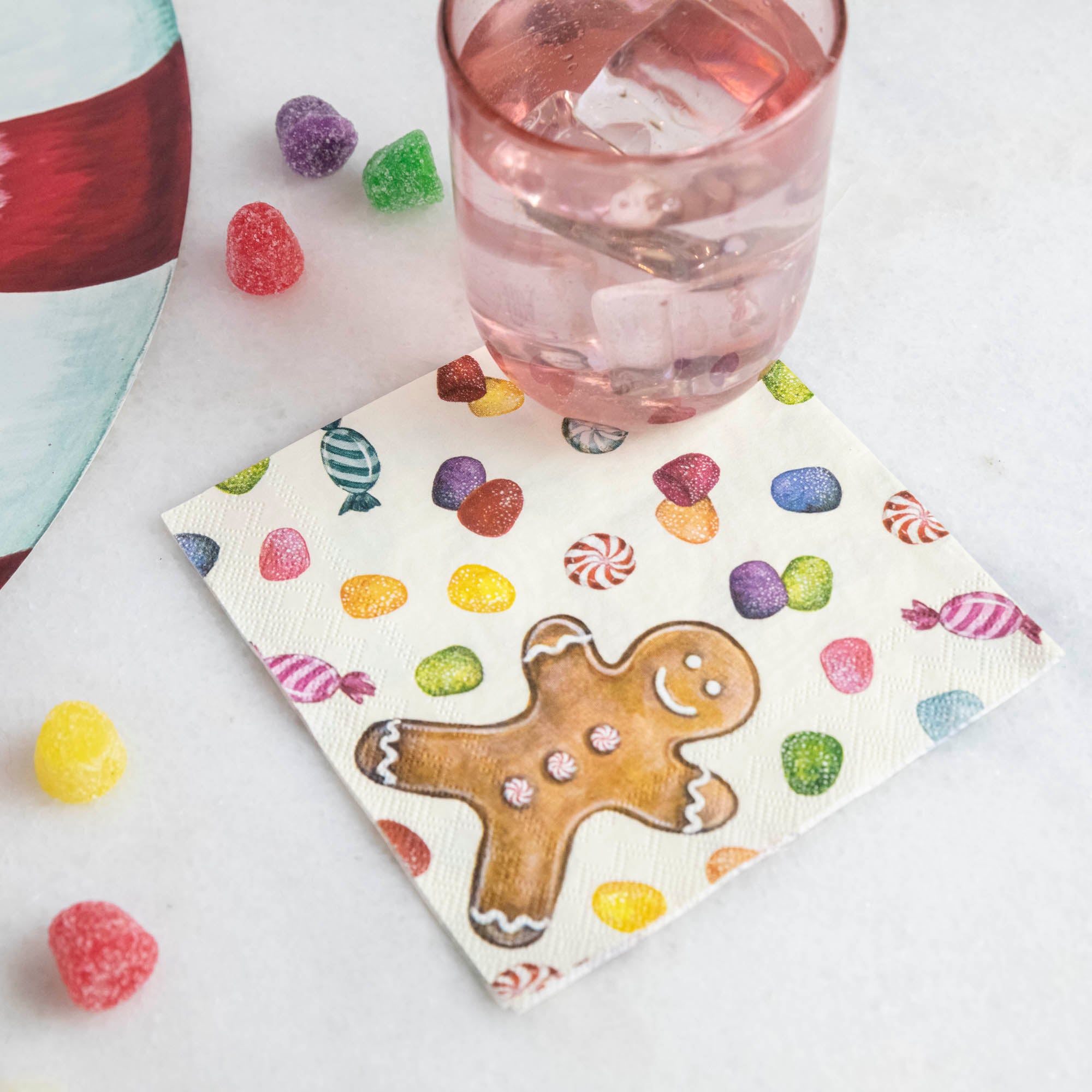Festive Gingerbread Man Cocktail Napkins - 50 Pack Holiday Party Decorations for Christmas, New Year & Winter Celebrations - Perfect for Drinks, Appetizers & Desserts